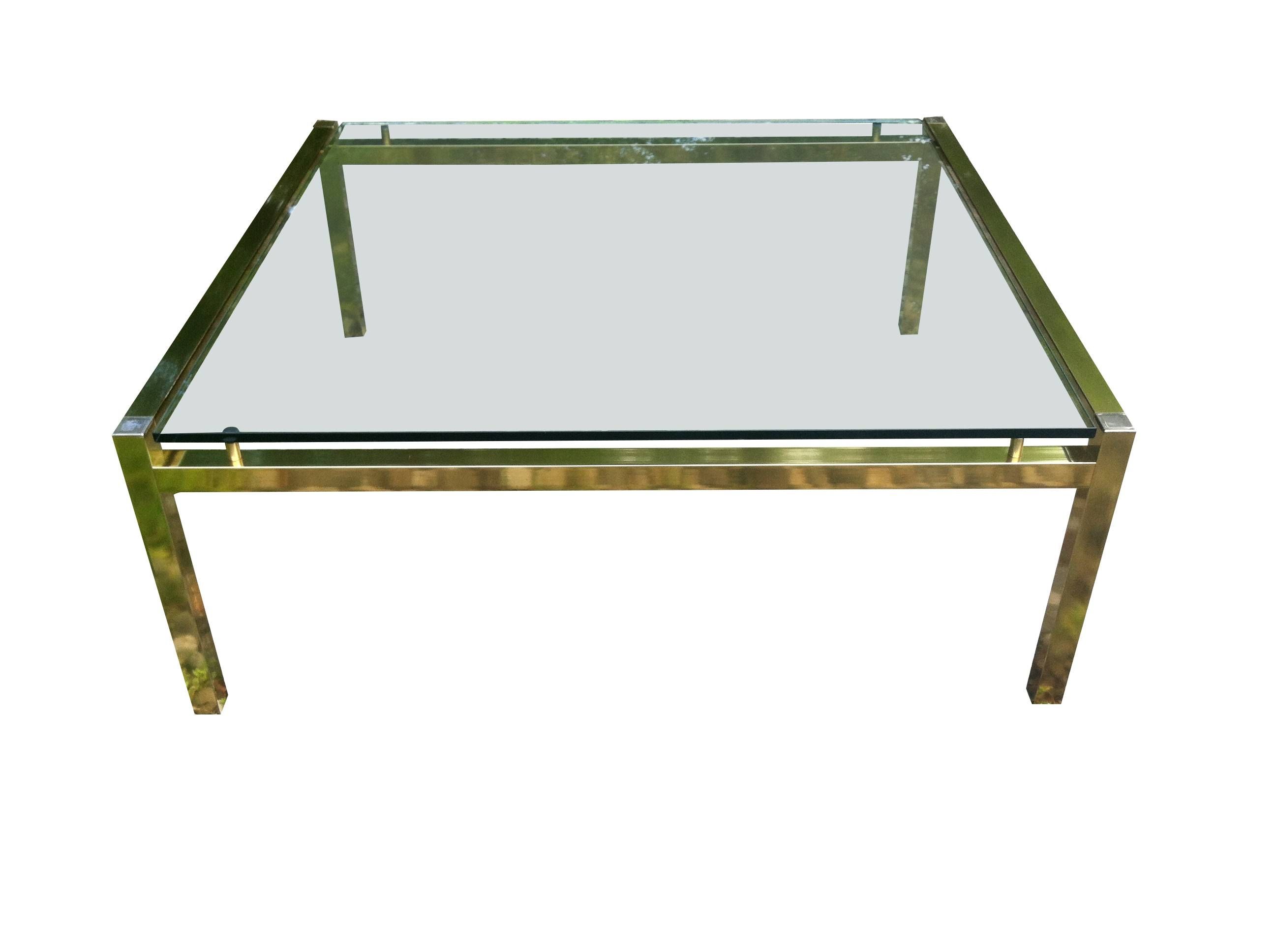 70s Brass Coffee Table With Floating Glass | Omero Home For Floating Glass Coffee Tables (Photo 10 of 30)