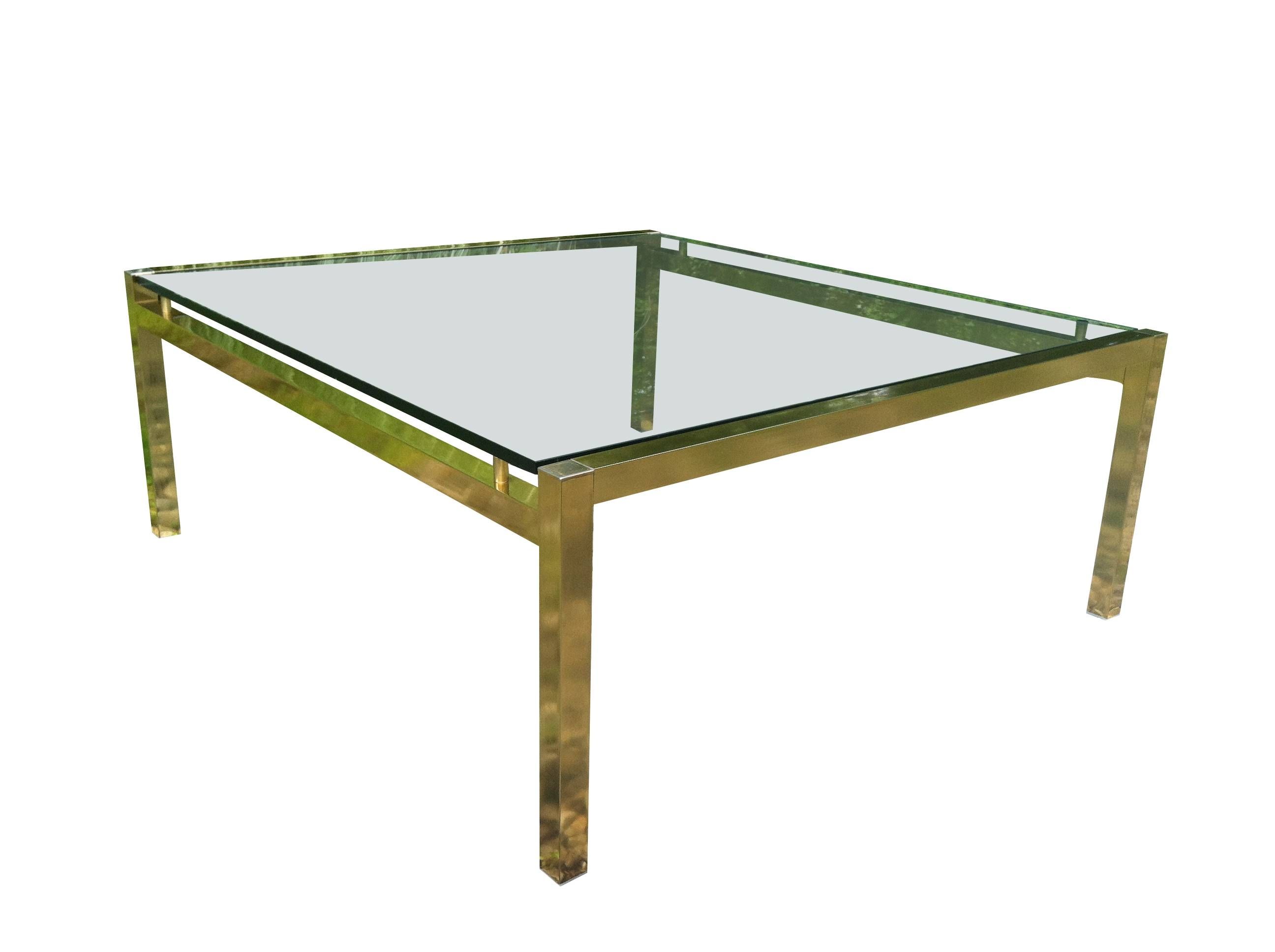 70s Brass Coffee Table With Floating Glass | Omero Home With Floating Glass Coffee Tables (View 6 of 30)
