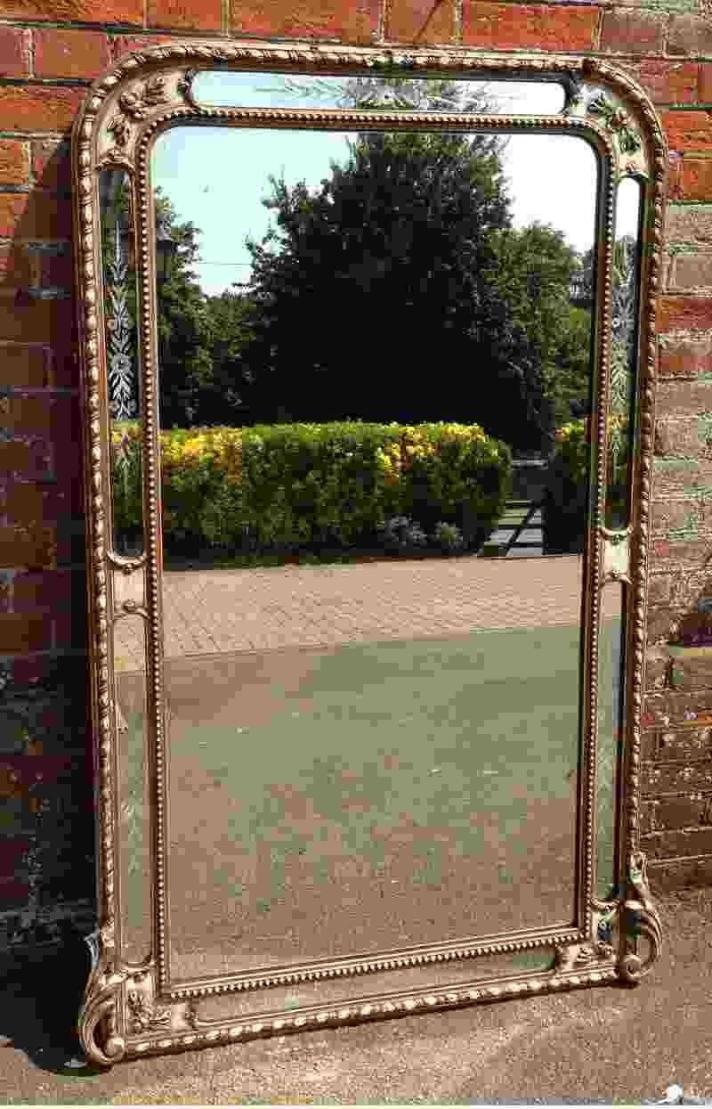 A Highly Unusual Large Antique French Carved Wood & Gesso Arched Inside Unusual Large Mirrors (Photo 9 of 25)