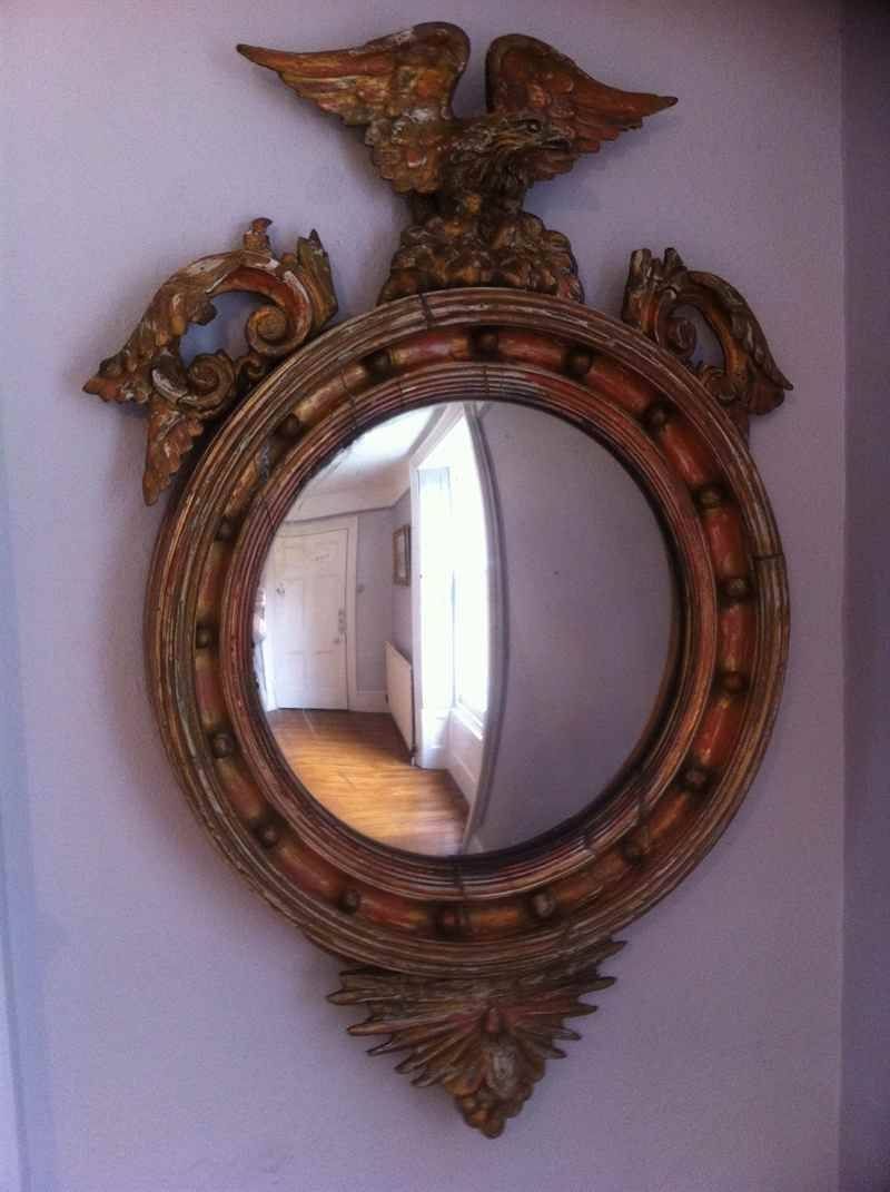 A Highly Unusual Large Early English Antique Carved Wood Convex In Unusual Large Mirrors (View 21 of 25)