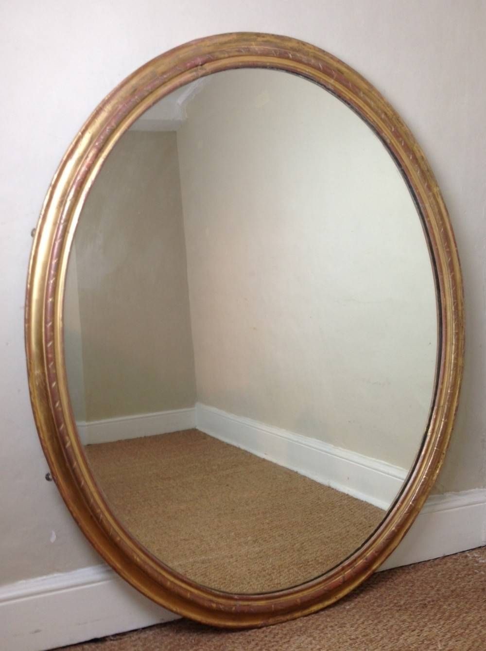 A Large English Gilt Oval Mirror C 1860 | 279595 | Sellingantiques For Large Oval Mirrors (View 2 of 25)