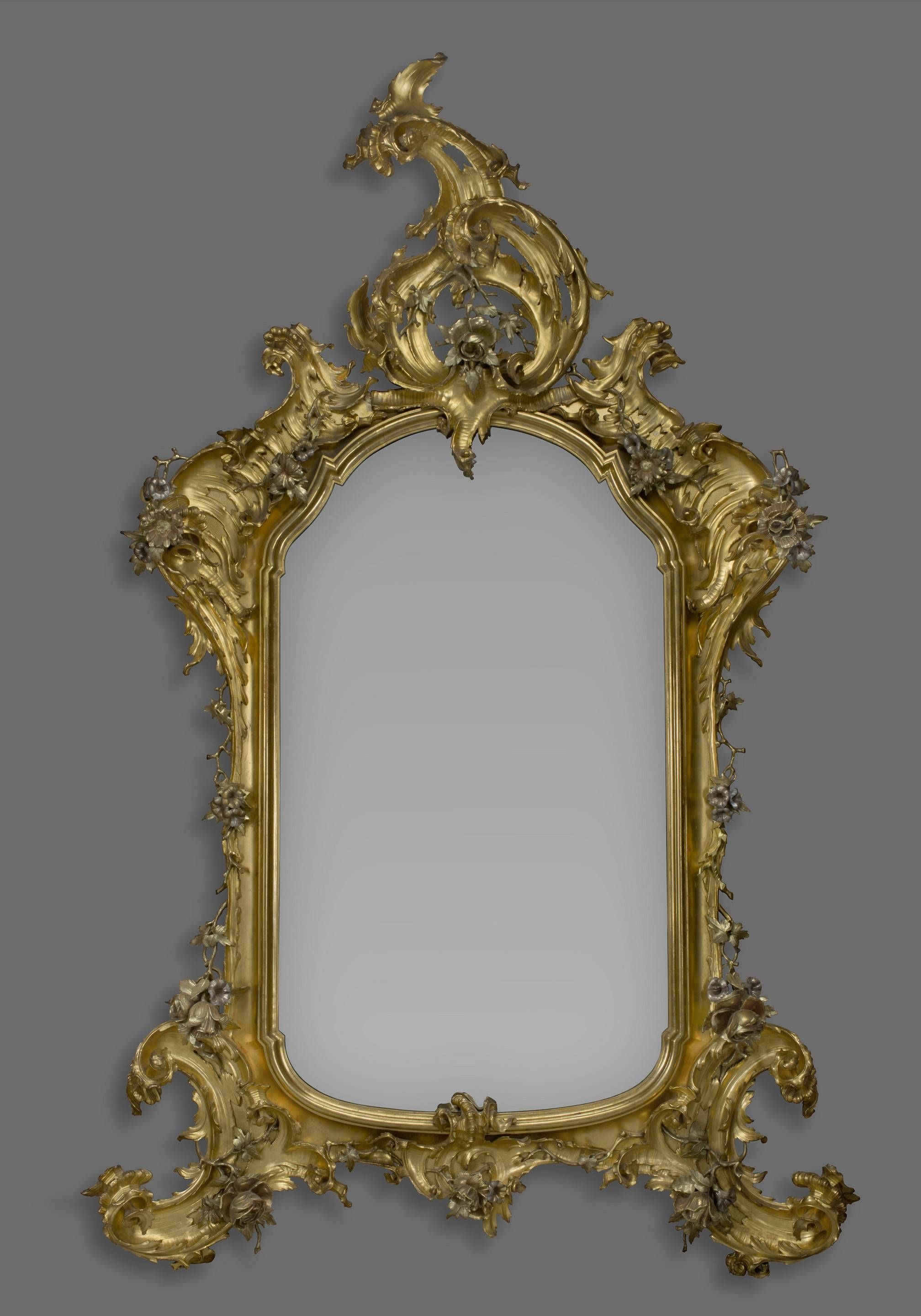 A Large Rococo Style Carved Giltwood And Silver Gilt Mirror (c Throughout Large Gilt Mirrors (View 21 of 25)