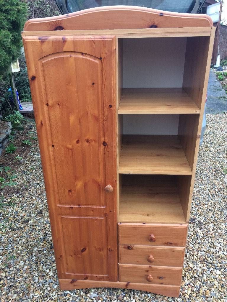 A Pine Wardrobe With Shelves And Three Drawers | In Bridgwater In Pine Wardrobe With Drawers And Shelves (View 26 of 30)