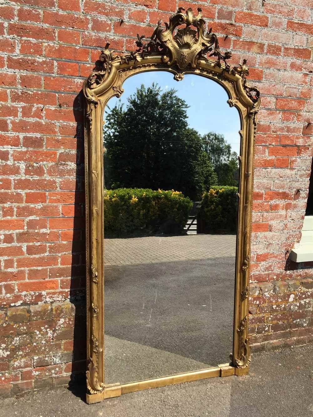 A Spectacular Shaped Top Large Antique 19th Century French Carved Pertaining To Antique Gilt Mirrors (View 6 of 25)