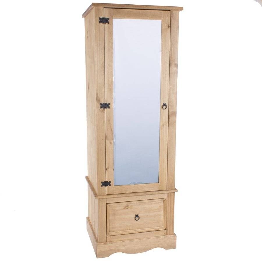 Abdabs Furniture – Corona Pine Single Wardrobe With Mirrored Door With Pine Single Wardrobes (View 4 of 15)