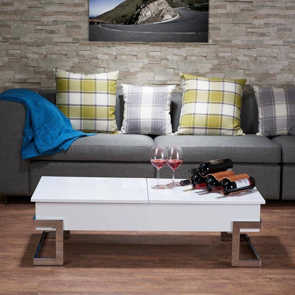 Acme Furniture Calnan White And Chrome Coffee Table 81850 – The For White And Chrome Coffee Tables (View 6 of 30)
