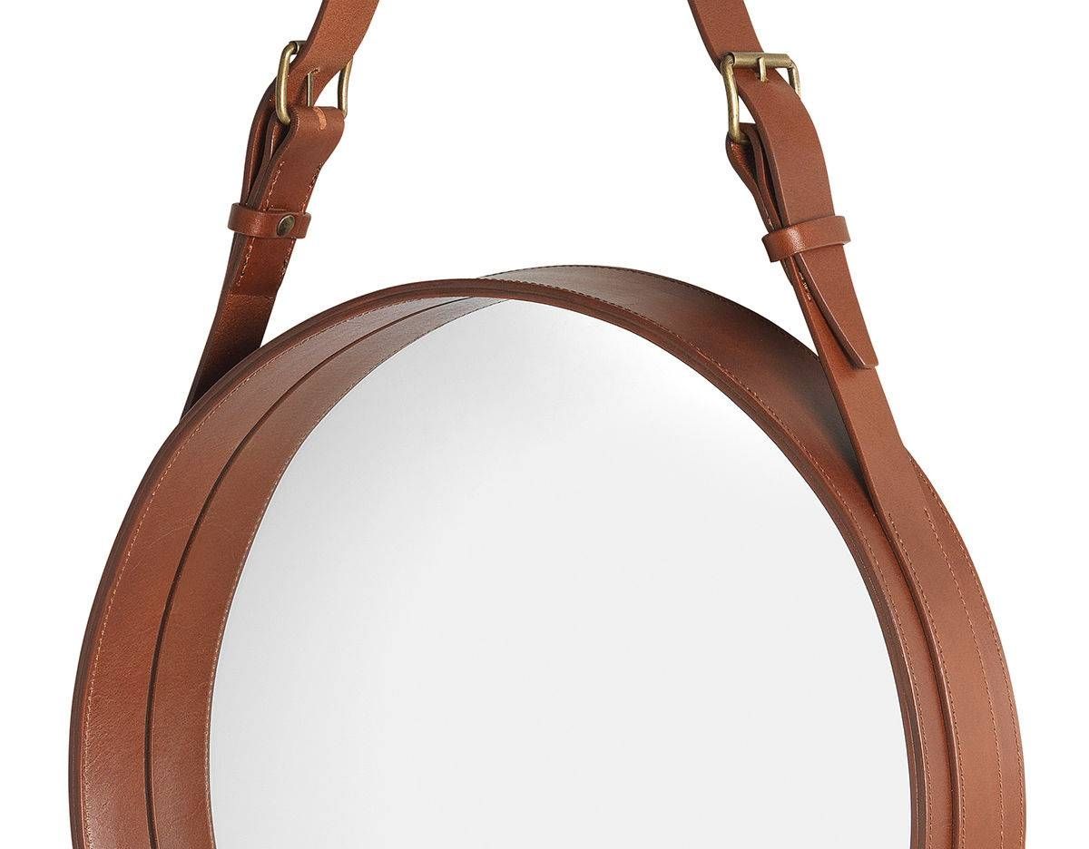 Adnet Circulaire Wall Mirror – Hivemodern Inside Leather Wall Mirrors (View 20 of 25)