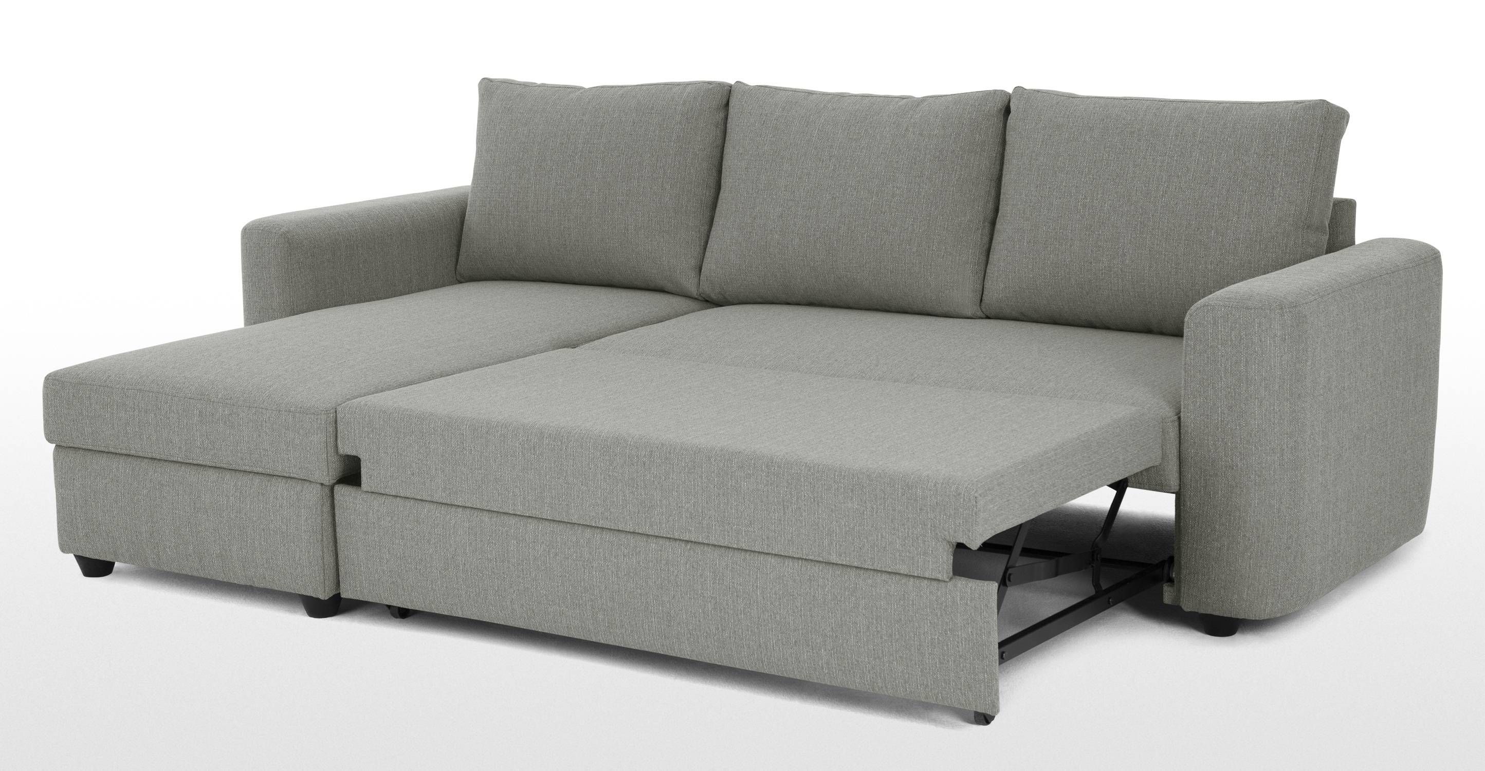 Aidian Corner Storage Sofa Bed, Silver Grey | Made With Regard To Corner Couch Bed (View 1 of 30)