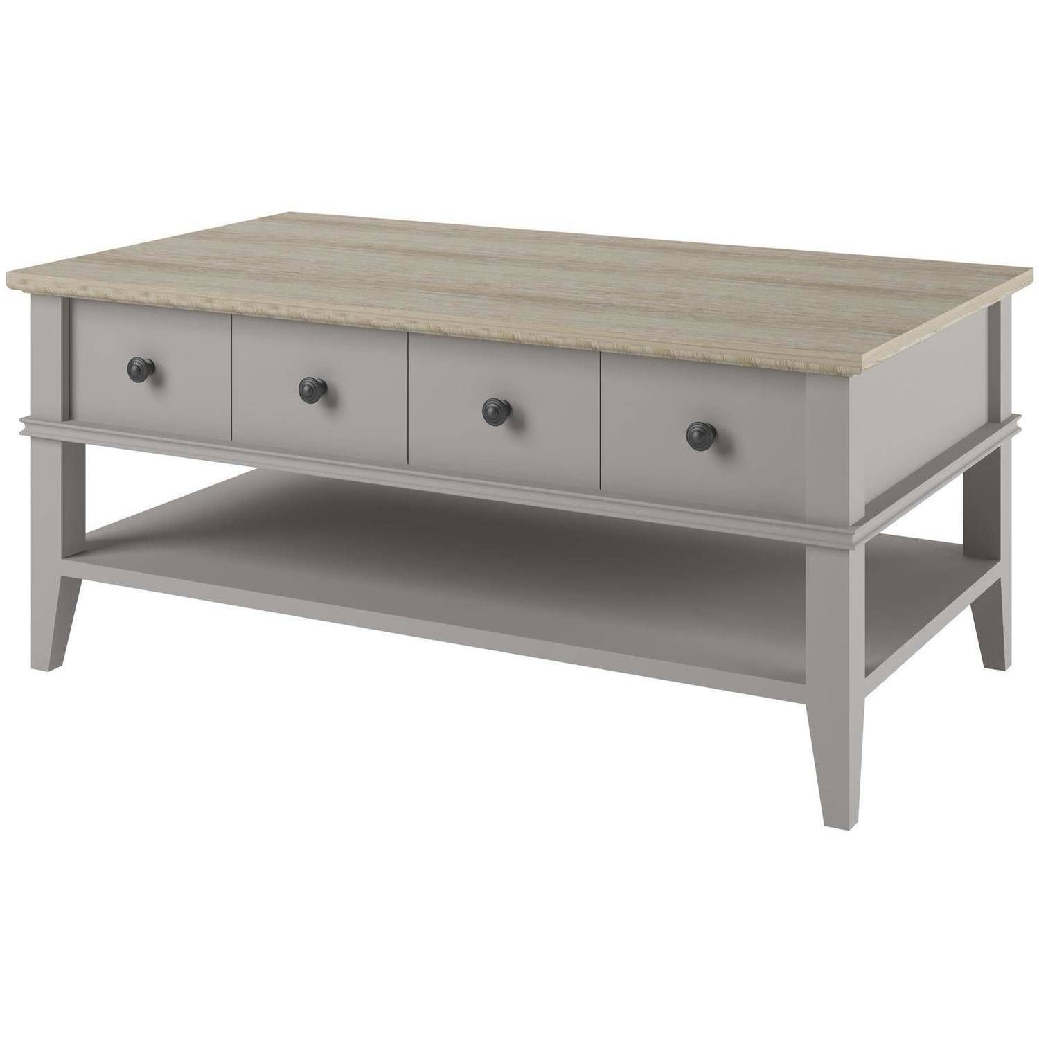 Ameriwood Home Newport Coffee Table, Light Gray/light Brown For Grey Wood Coffee Tables (View 20 of 30)