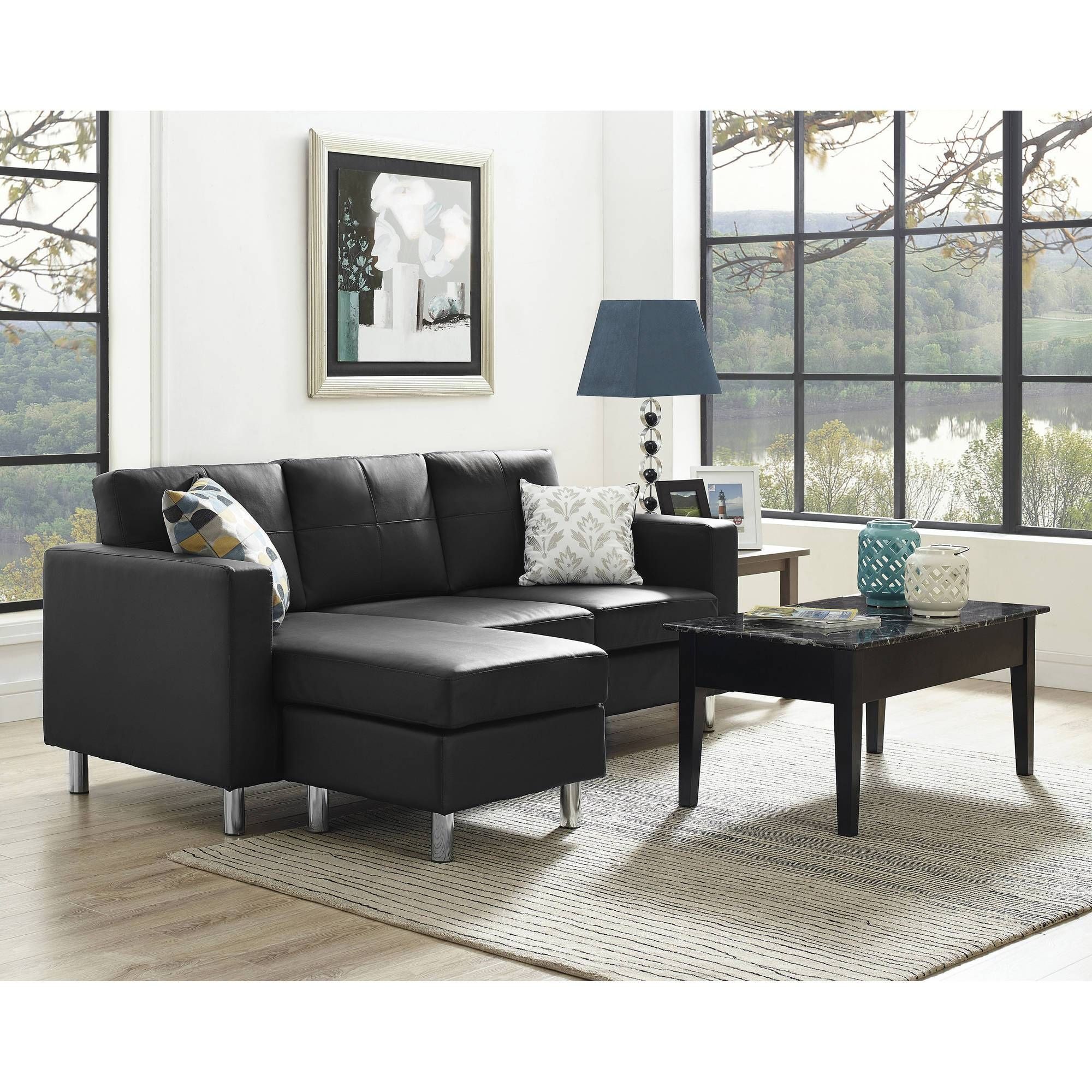 Amusing Sofa Sectionals For Small Spaces 41 With Additional Regarding Contemporary Black Leather Sectional Sofa Left Side Chaise (View 12 of 30)