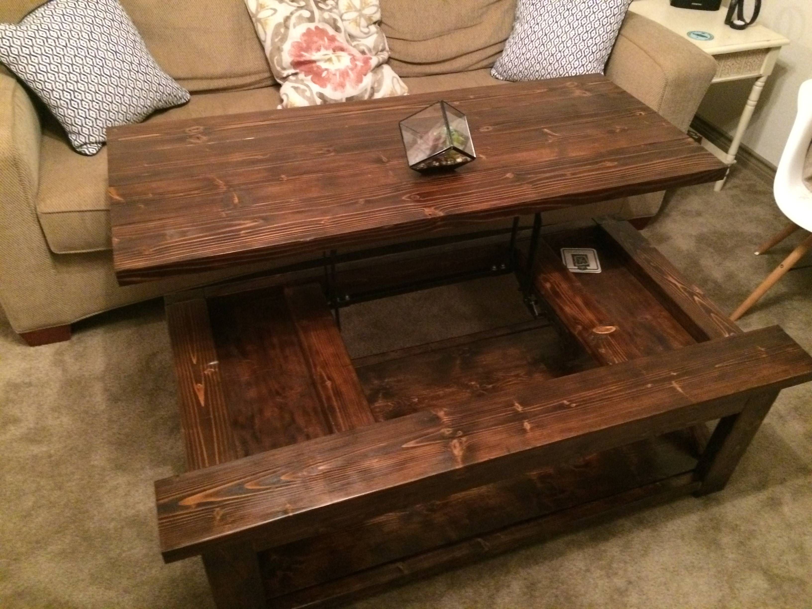 Ana White | Diy Lift Top Coffee Table – Rustic X Style – Diy Projects Regarding Coffee Table With Raised Top (Photo 29 of 30)
