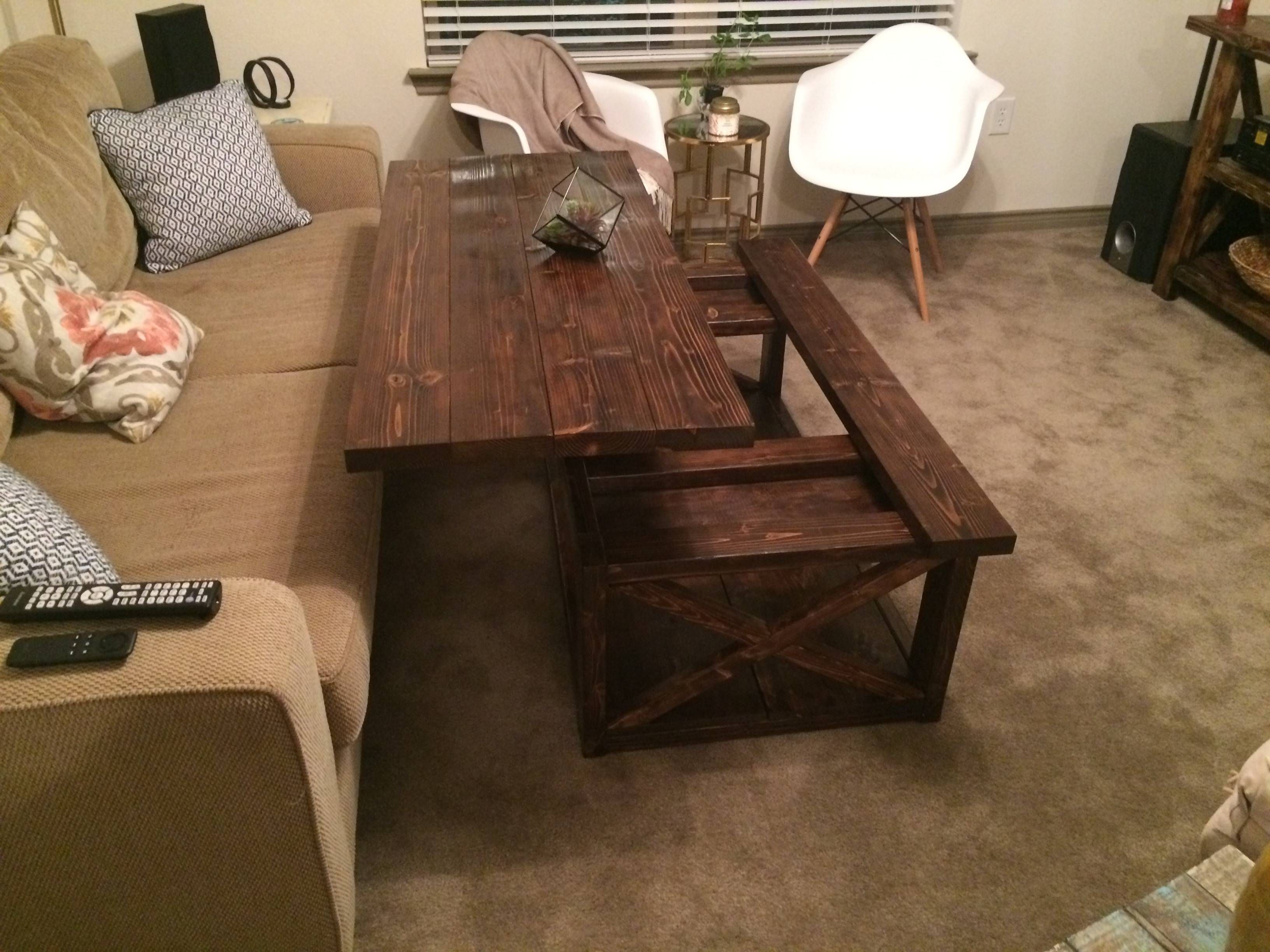 Ana White | Diy Lift Top Coffee Table – Rustic X Style – Diy Projects Within Coffee Table With Raised Top (View 20 of 30)