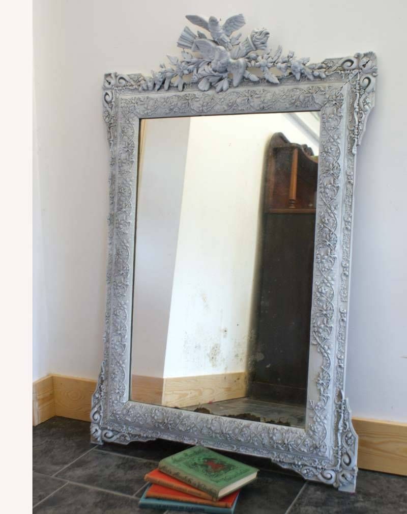 Antique French Mirror Distressed – Shabby Chic Grey Painted Pertaining To Shabby Chic Mirrors (View 6 of 25)