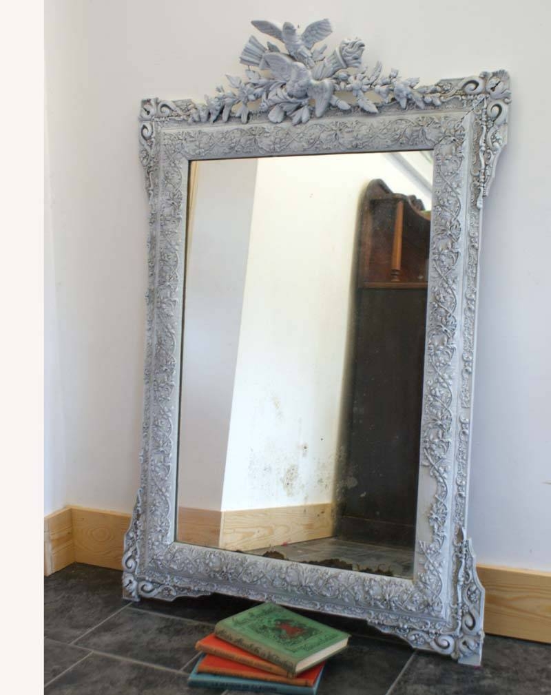 Antique French Mirror Distressed – Shabby Chic Grey Painted Regarding French Shabby Chic Mirrors (Photo 1 of 25)