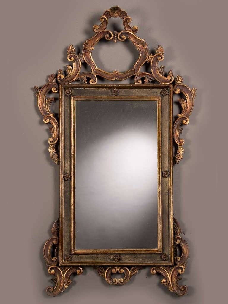 Antique Italian Baroque Style Gilded And Painted Mirror, Circa Pertaining To Gilded Mirrors (Photo 13 of 25)