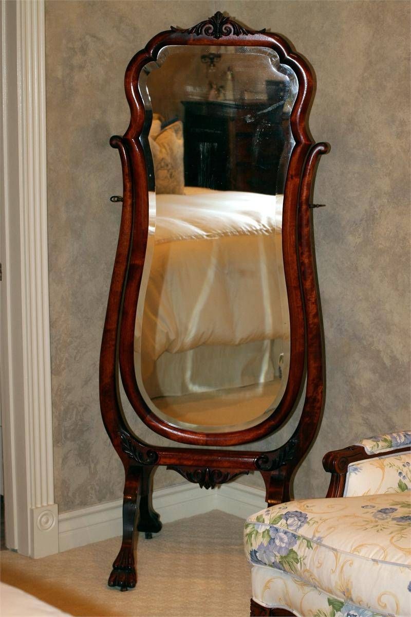 Antique Mahogany Full Length Cheval Mirror Pertaining To Full Length Cheval Mirrors (View 10 of 25)