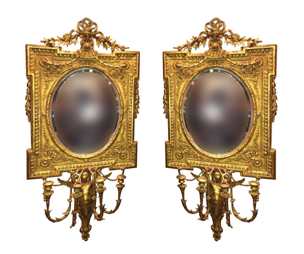 Antique Pair Of French Gilded Mirrors | Philosophy Antiques Intended For Gilded Mirrors (View 18 of 25)