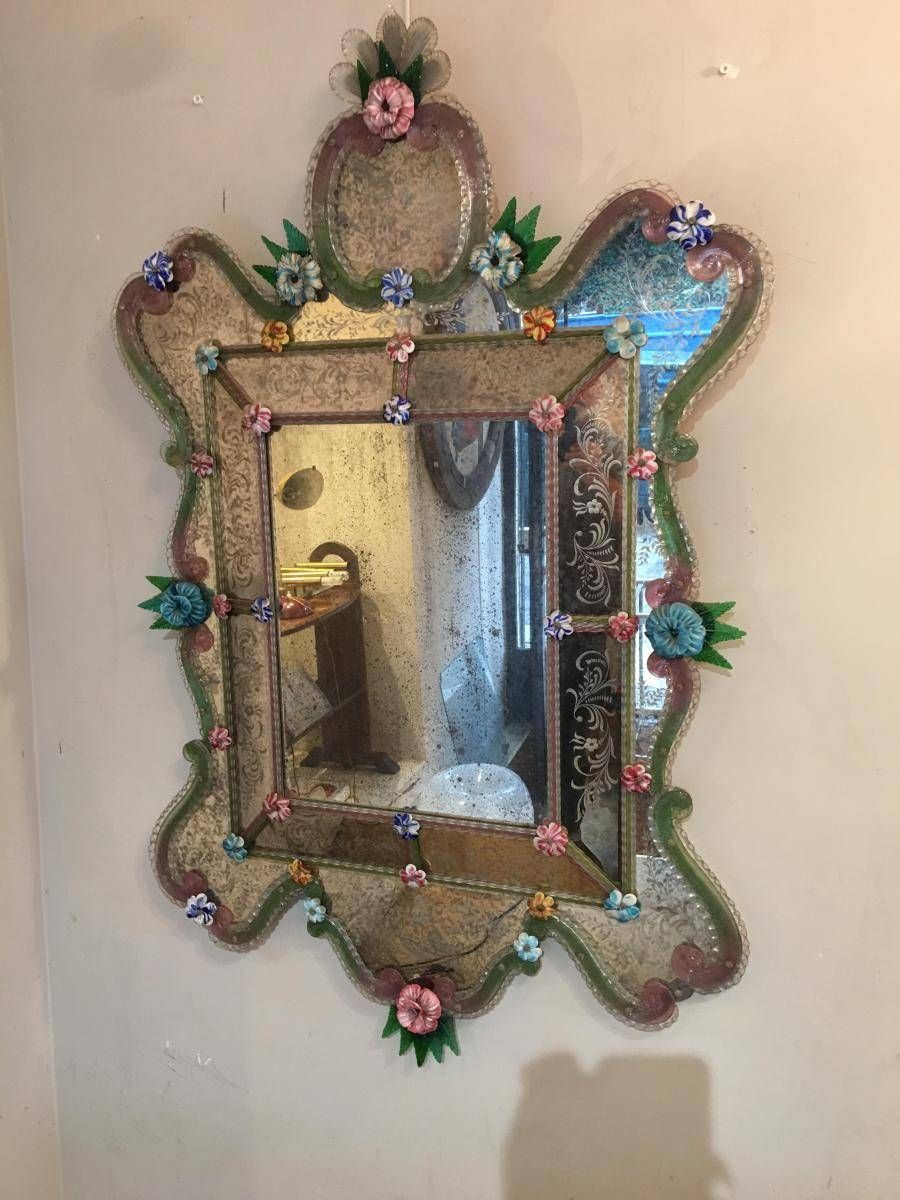 Antique Venetian Mirror For Sale At Pamono Regarding Antique Venetian Mirrors (View 20 of 25)