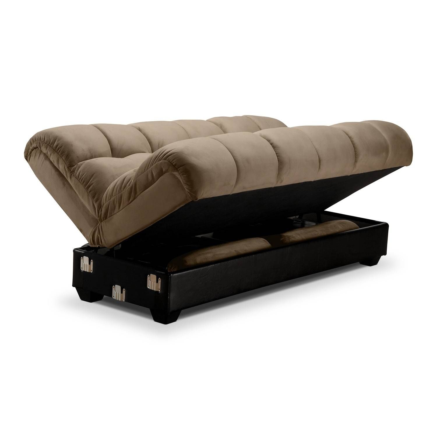 Ara Futon Sofa Bed With Storage – Hazelnut | Value City Furniture Pertaining To Fulton Sofa Beds (View 2 of 30)