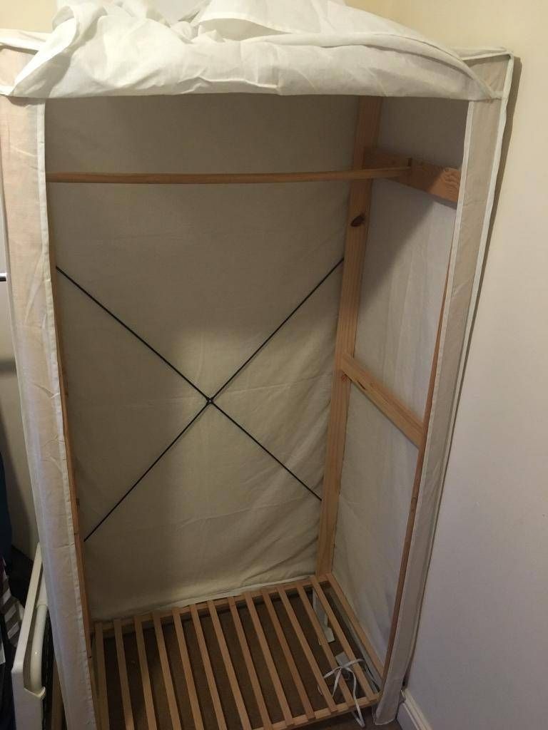 Argos Double Wardrobe – Canvass And Wood With Metal Cross At Rear In Double Rail Wardrobes Argos (Photo 1 of 30)