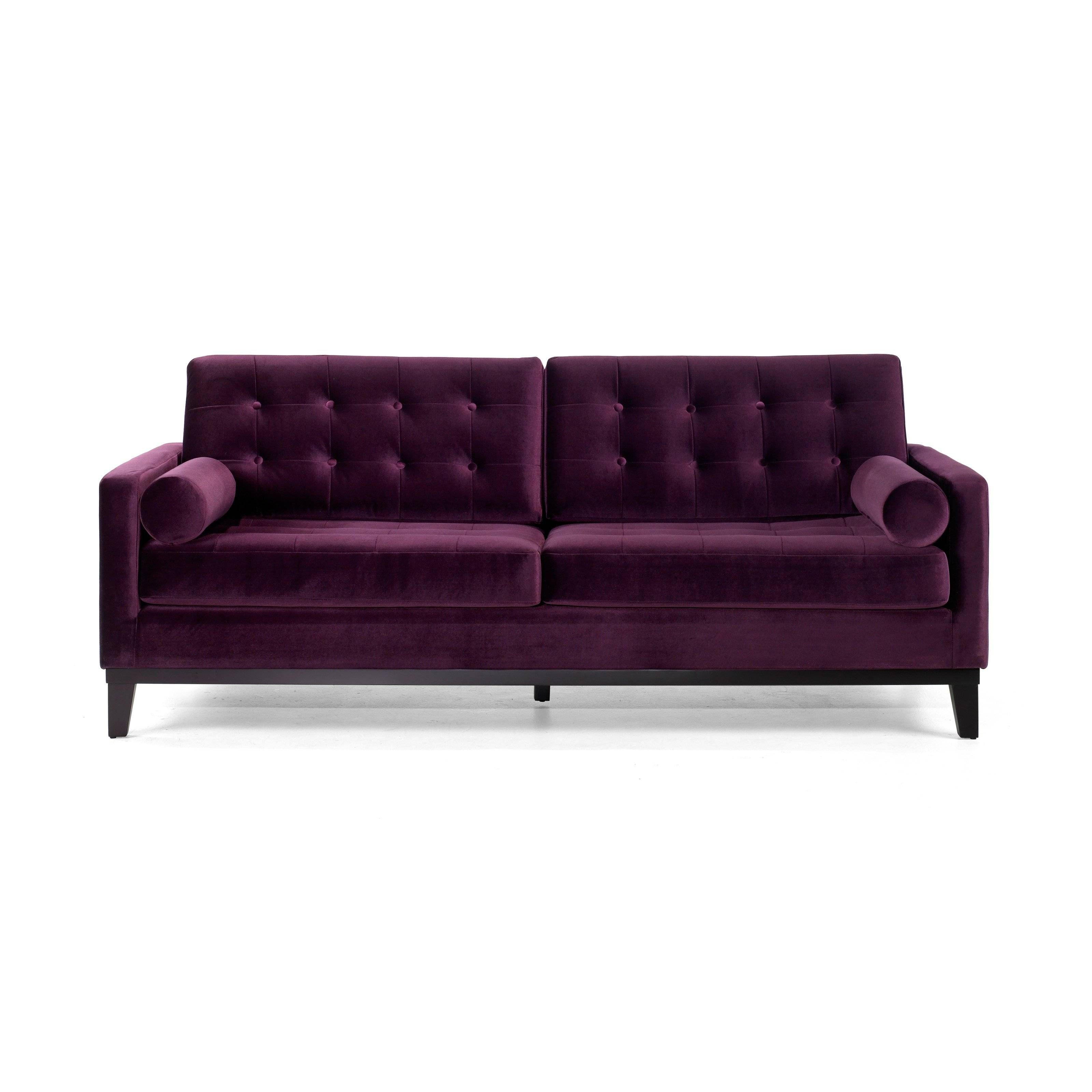 Armen Living Centennial Purple Velvet Sofa | Hayneedle Within Velvet Purple Sofas (View 29 of 30)