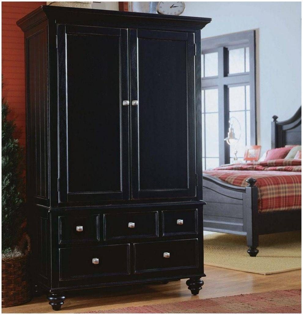 Armoire : Black French Armoire Wardrobe Steamer Trunk Armoire Pertaining To Black French Wardrobes (View 12 of 15)