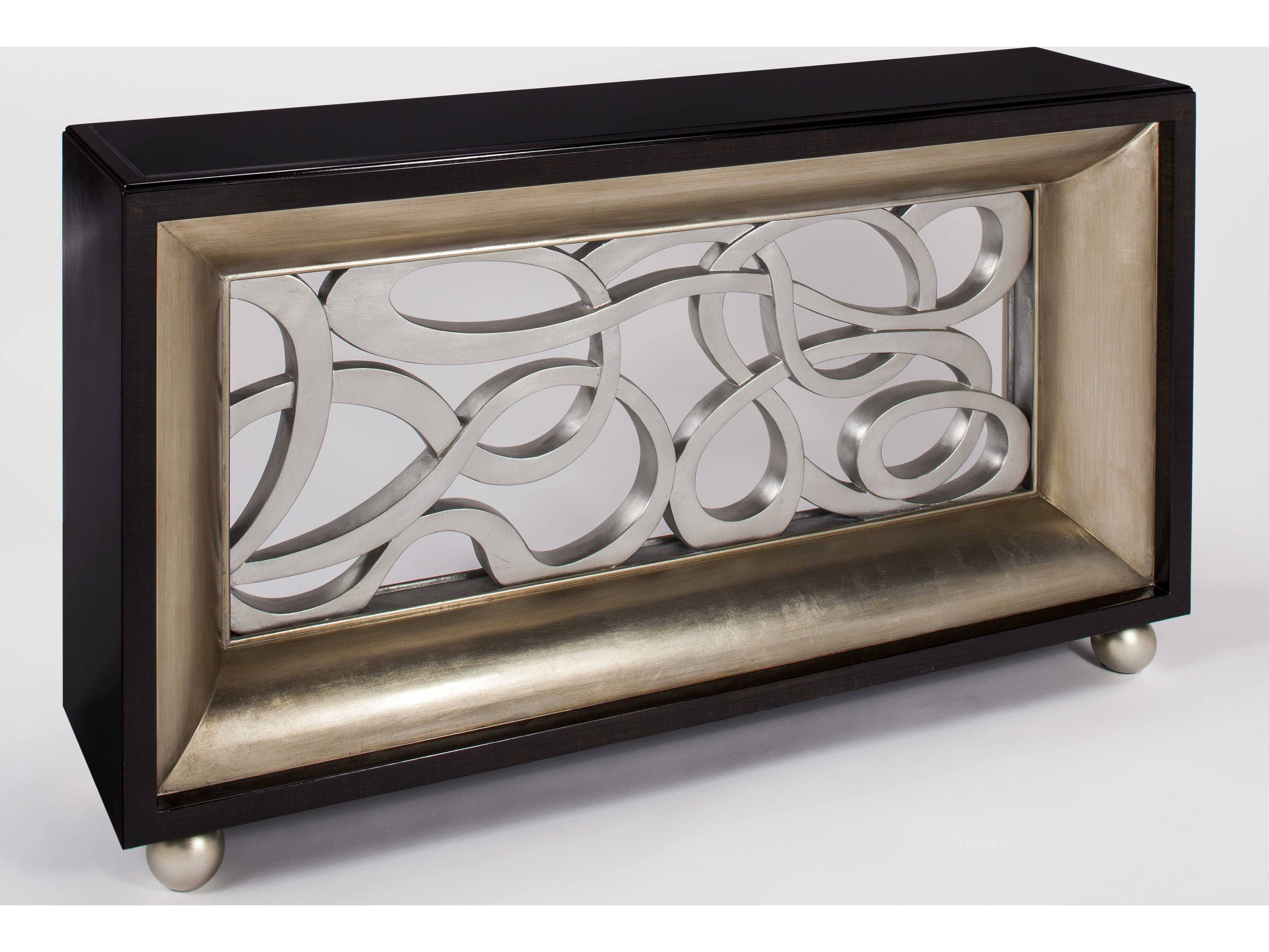 Artmax 60 X 35.5 Black Glass, Kona, Silver Leaf And Old World Gold Throughout Black And Silver Sideboards (Photo 26 of 30)