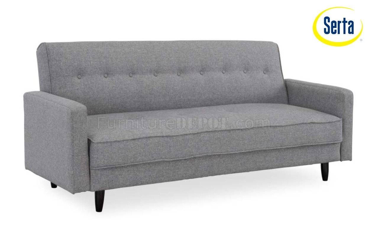 Ash Fabric Modern Convertible Sofa Bed W/wooden Legs With Regard To Wood Legs Sofas (Photo 29 of 30)