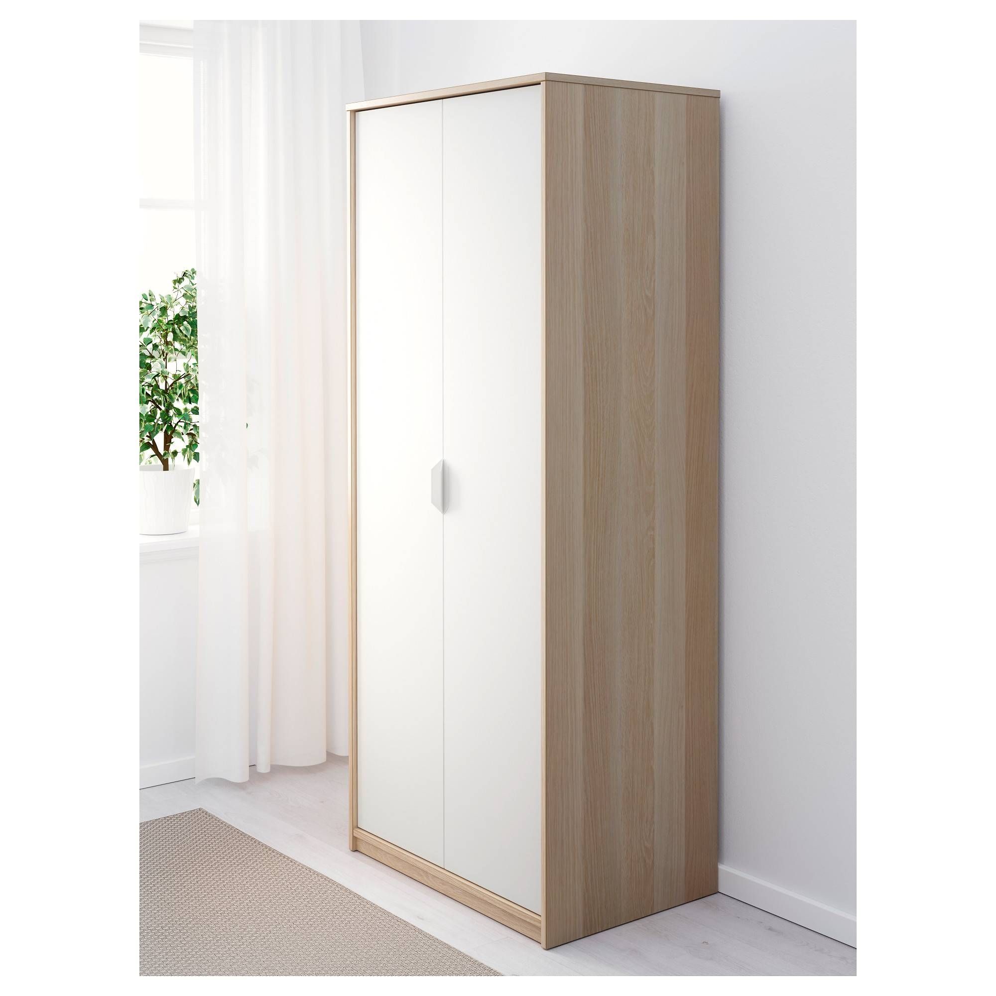 Askvoll Wardrobe White Stained Oak Effect/white 80x52x189 Cm – Ikea Throughout Oak And White Wardrobes (View 5 of 15)