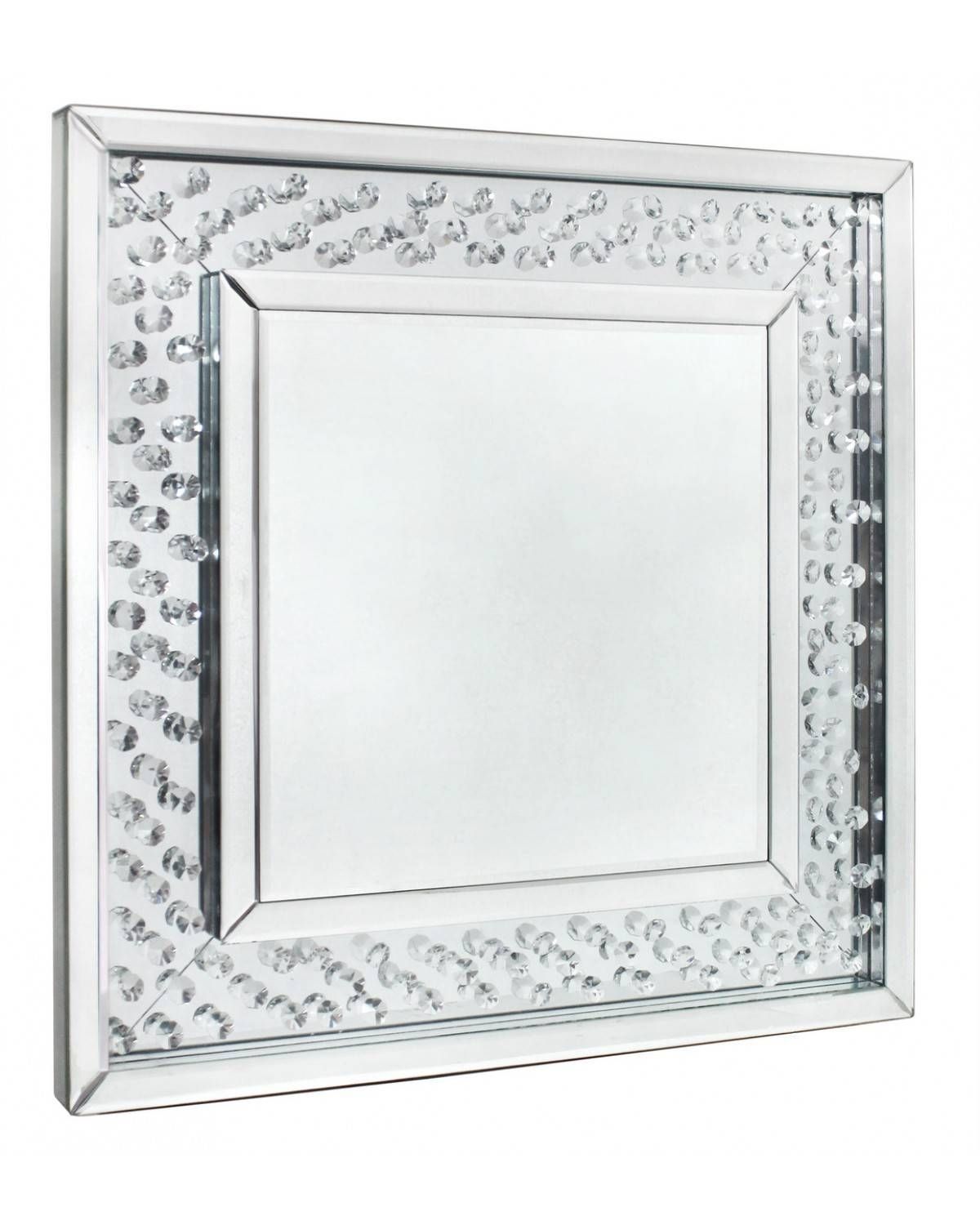 Astoria Floating Crystal Square Wall Mirror Within Wall Mirrors With Crystals (Photo 3 of 25)