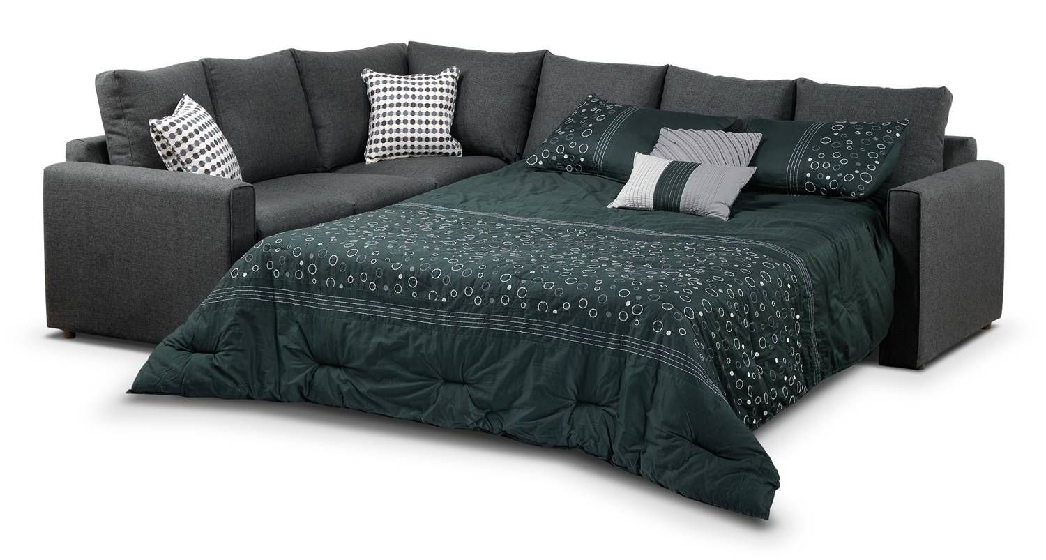 Athina 2 Piece Right Facing Queen Sofa Bed Sectional – Charcoal Pertaining To Sofa Beds Queen (View 1 of 30)