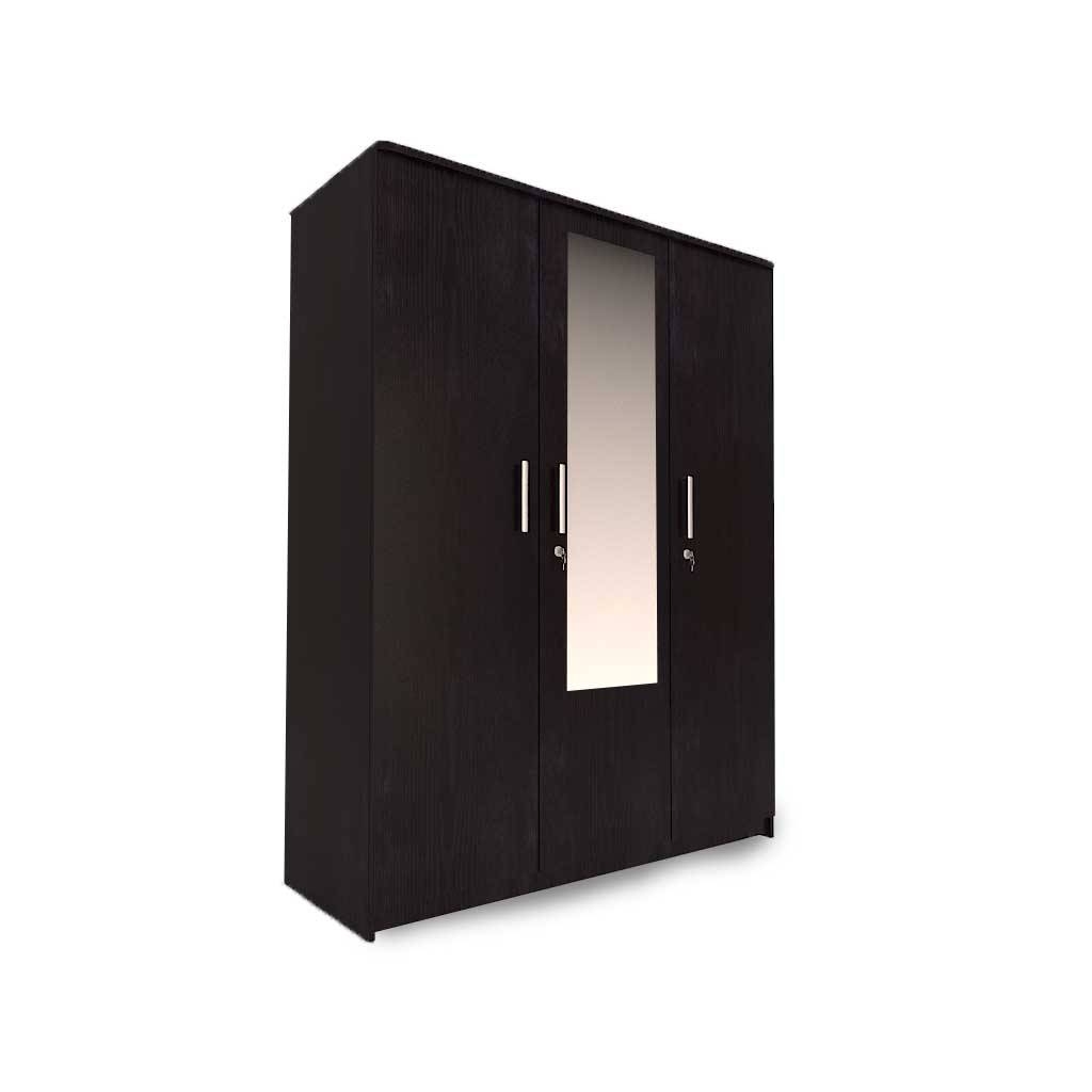 Aura 3 Door Wardrobe In Dark Wenge With Mirror – Woodys Furniture Within 3 Doors Wardrobes With Mirror (Photo 1 of 15)