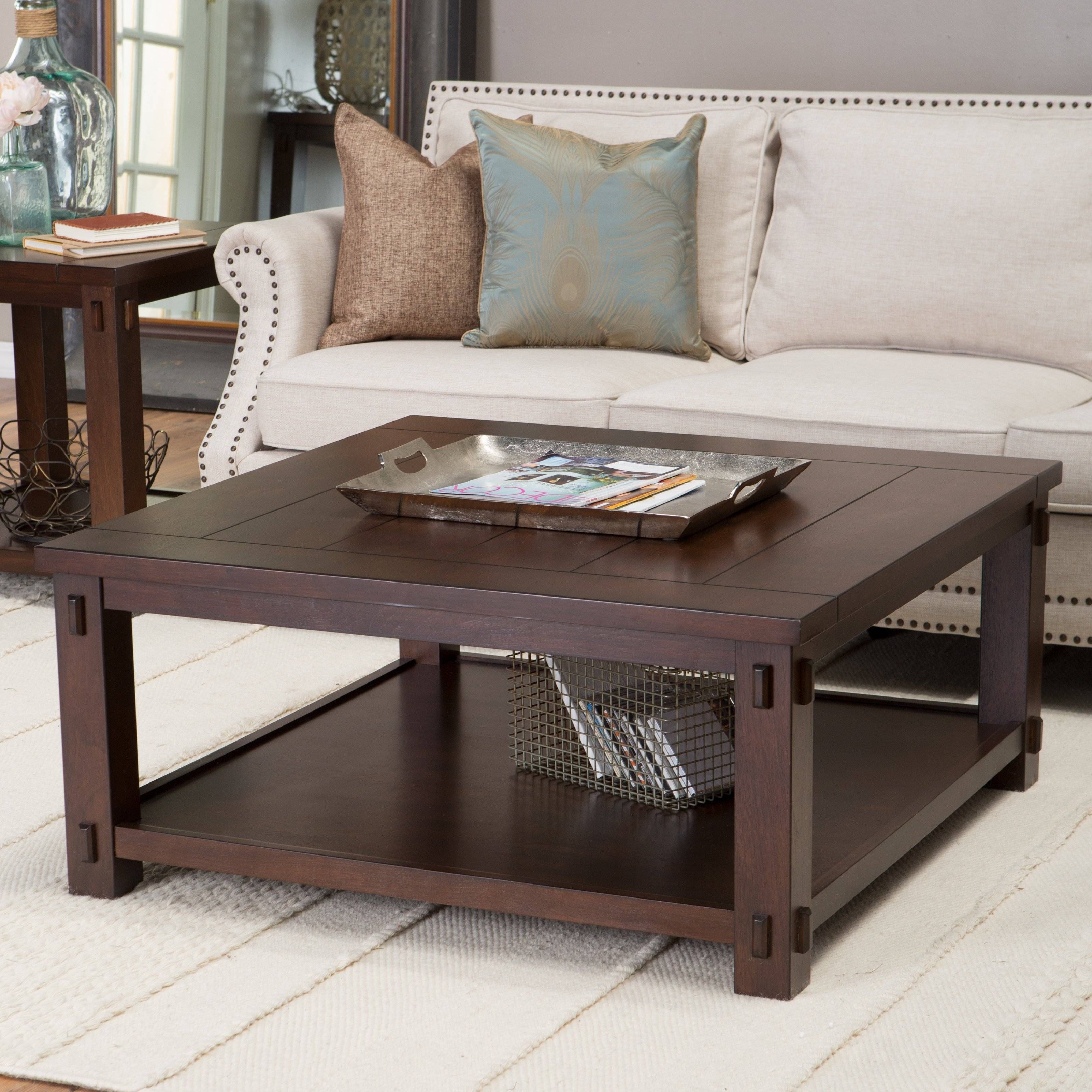 Avorio Faux Travertine Square Coffee Table | Hayneedle In Square Coffee Tables (View 7 of 30)