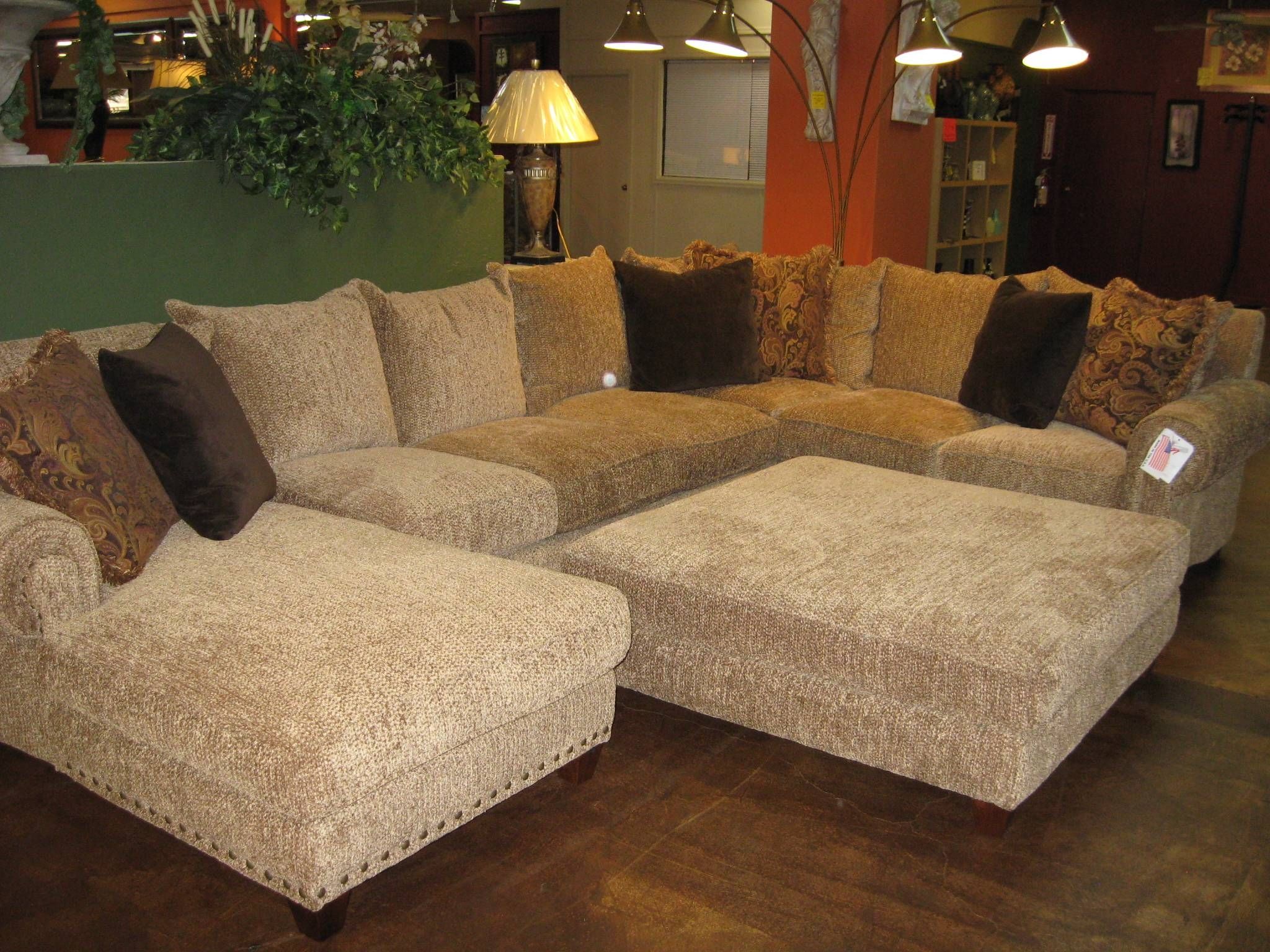 Awesome Sectional Sofa With Large Ottoman 81 For Backless Throughout Backless Sectional Sofa (View 9 of 30)