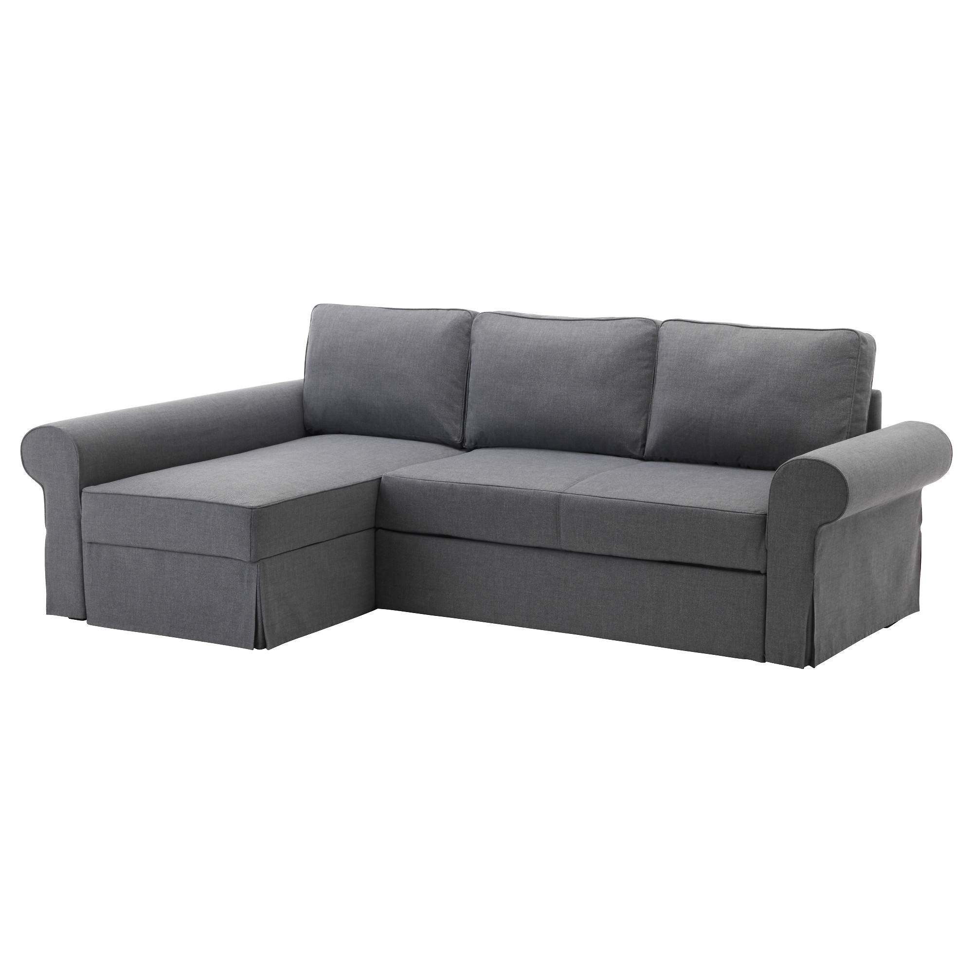 Backabro Sofa Bed With Chaise Longue Nordvalla Dark Grey – Ikea Inside Ikea Chaise Lounge Sofa (View 8 of 30)