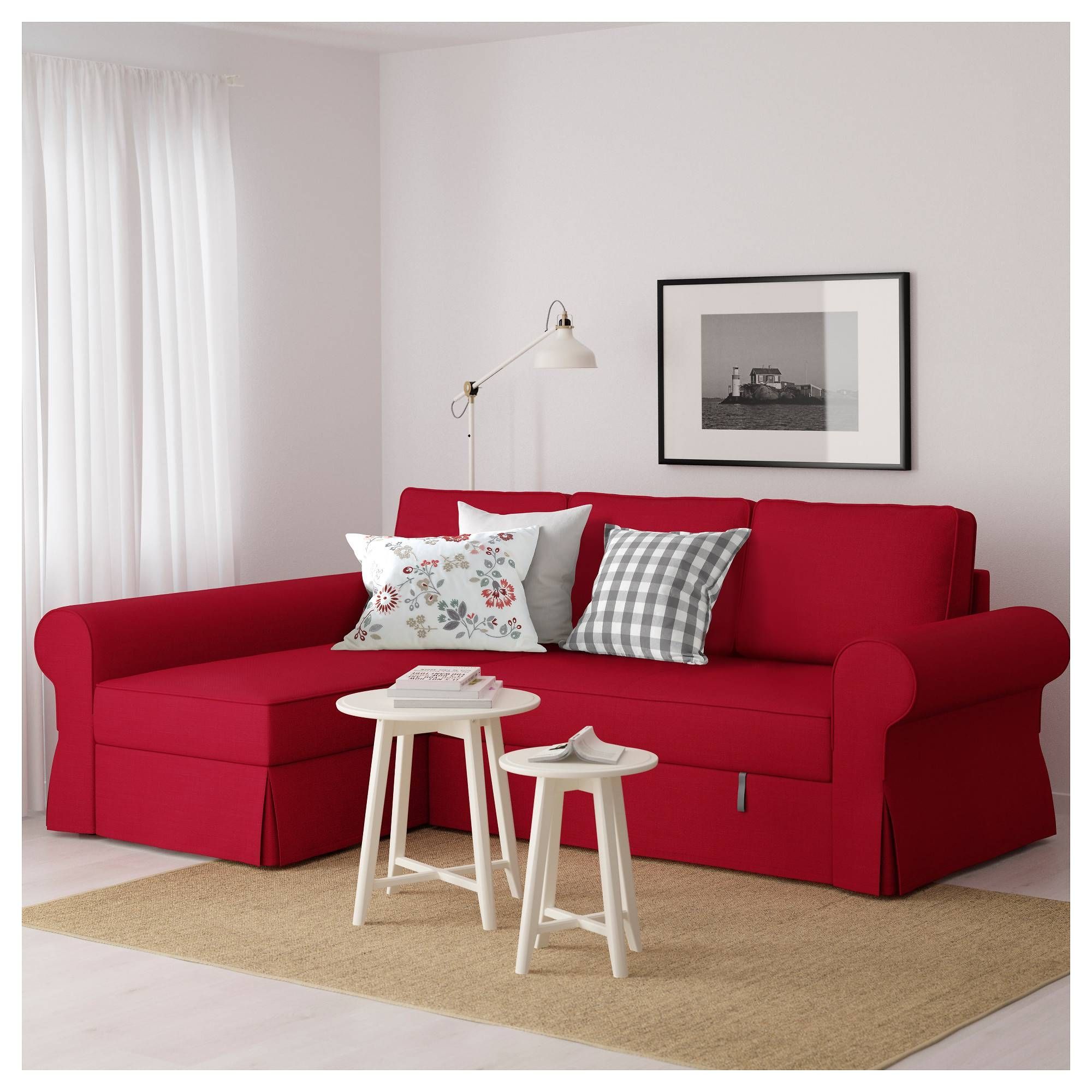 Backabro Sofa Bed With Chaise Longue Nordvalla Red – Ikea For Red Sofa Beds Ikea (Photo 23 of 30)