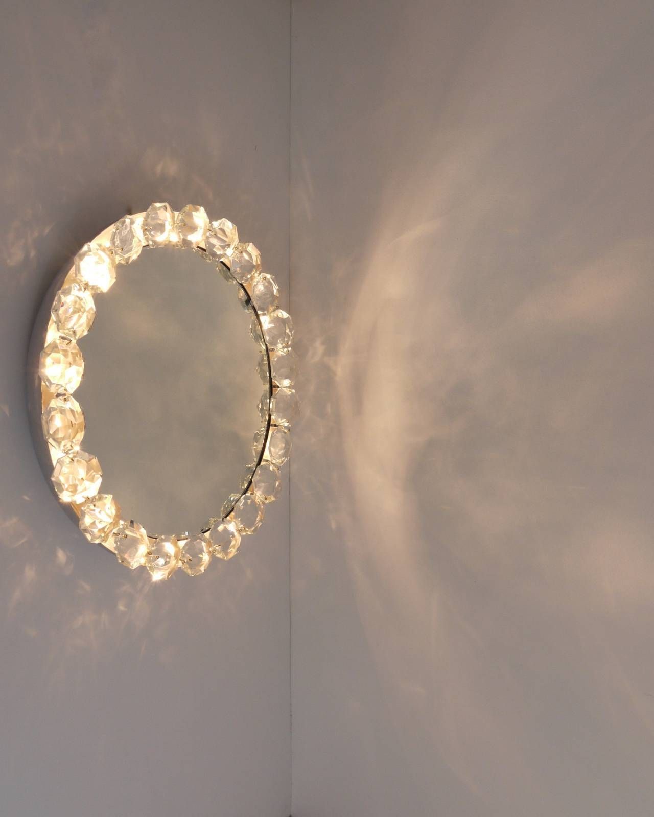 Bakalowits Vienna Round Backlit Wall Mirror With Huge Crystals Regarding Wall Mirrors With Crystals (View 13 of 25)