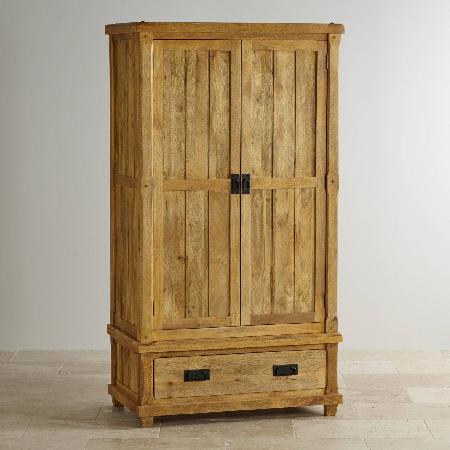 Baku Light Double Wardrobe In Solid Mango | Oak Furniture Land Inside Cheap Solid Wood Wardrobes (View 2 of 15)