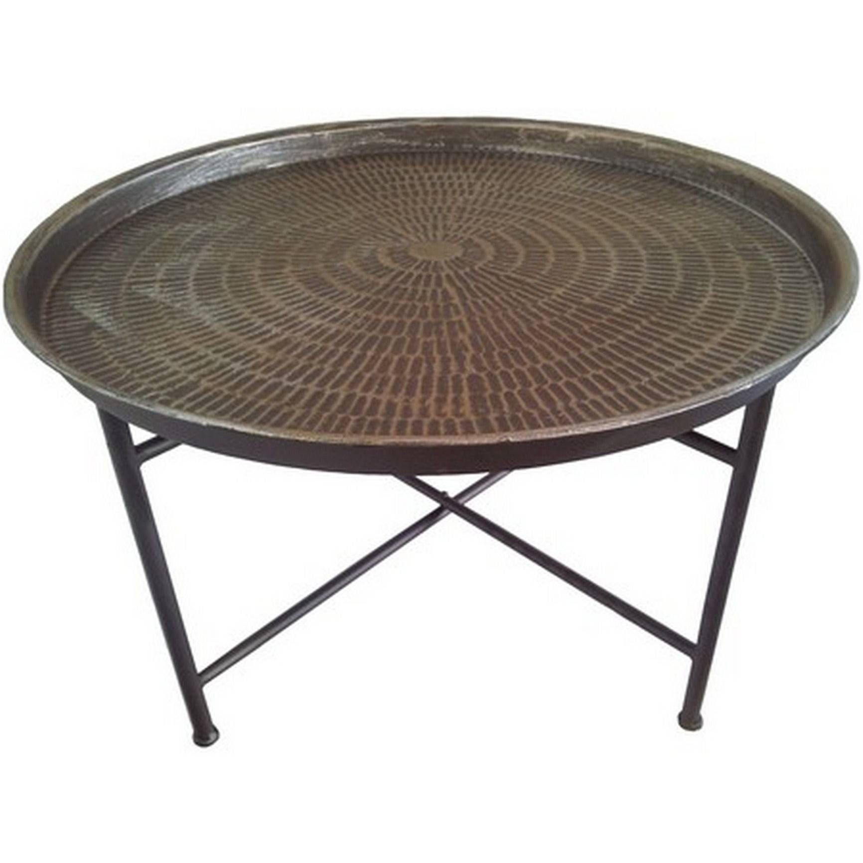 Bali Hammered Metal Round Coffee Table – Cotterell & Co (View 1 of 30)