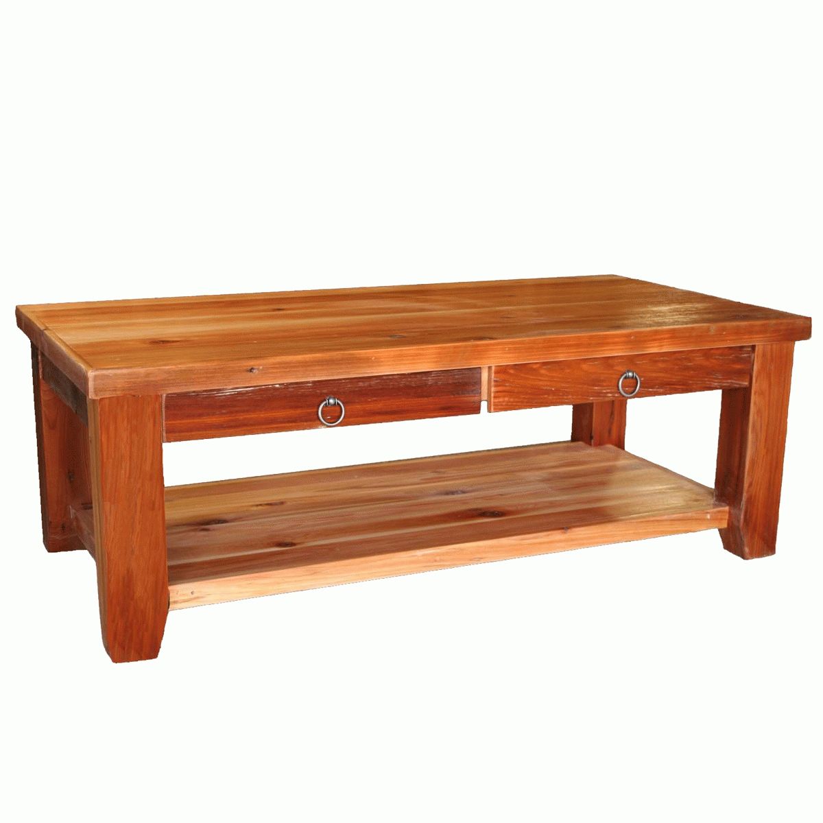 Barnwood Straight Leg 2 Drawer Coffee Table With Shelf With Coffee Tables With Shelves (View 15 of 30)