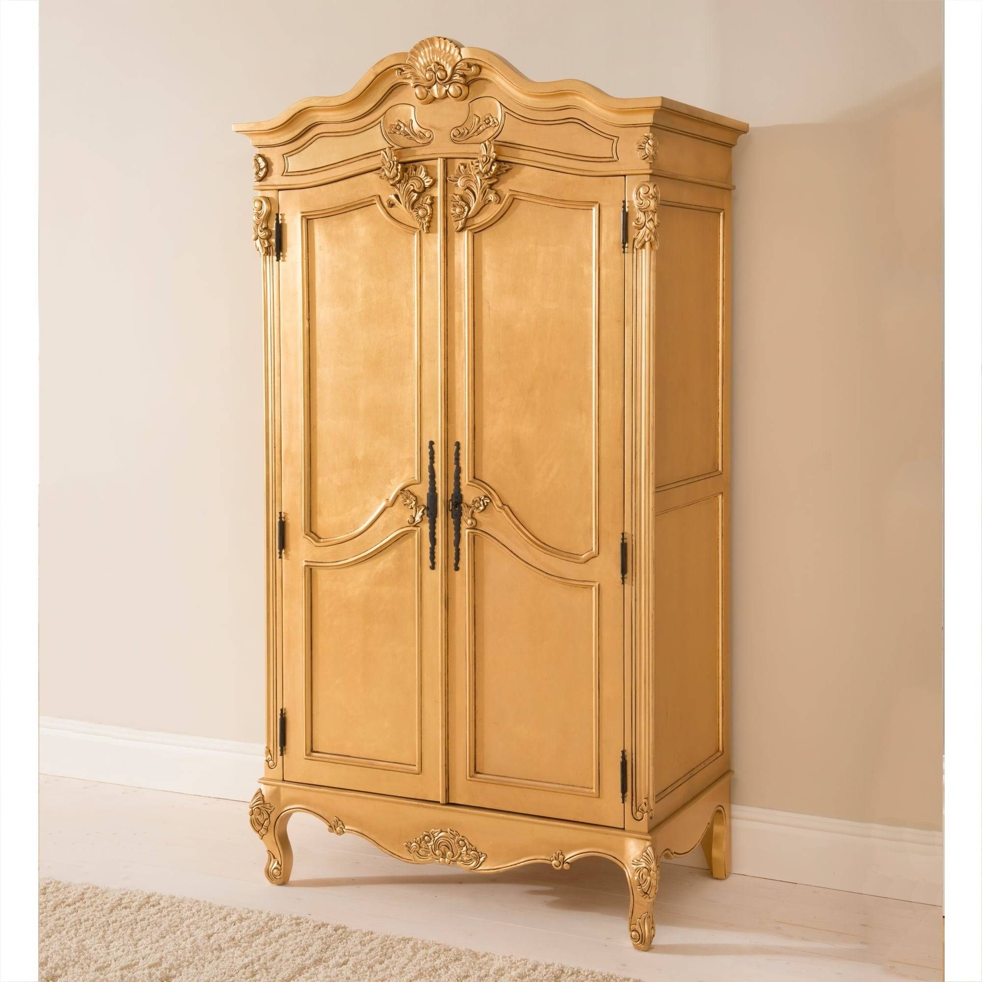 Baroque Antique French Wardrobe | Gold Leaf Furniture Intended For Baroque Wardrobes (Photo 4 of 15)