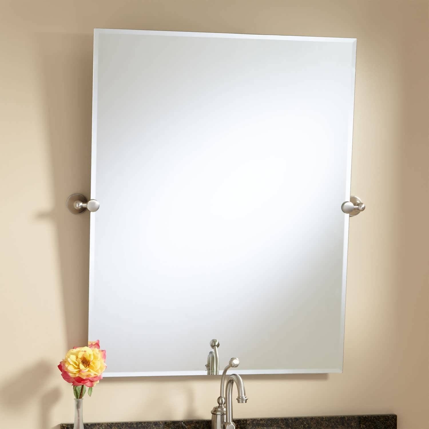 Bathroom : Brushed Nickel Bathroom Mirror Bathroom Mirror Inside Contemporary Round Mirrors (View 22 of 25)