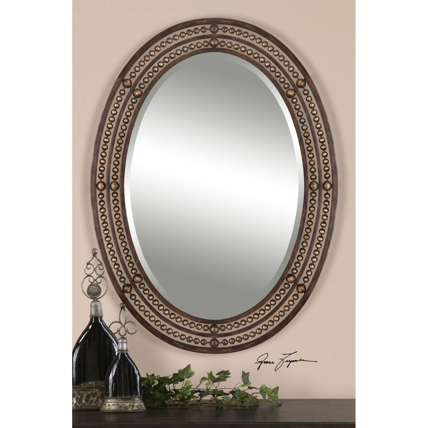Bathroom Ideas: White Framed Cheap Oval Bathroom Mirrors Above Throughout Large Oval Mirrors (View 13 of 25)