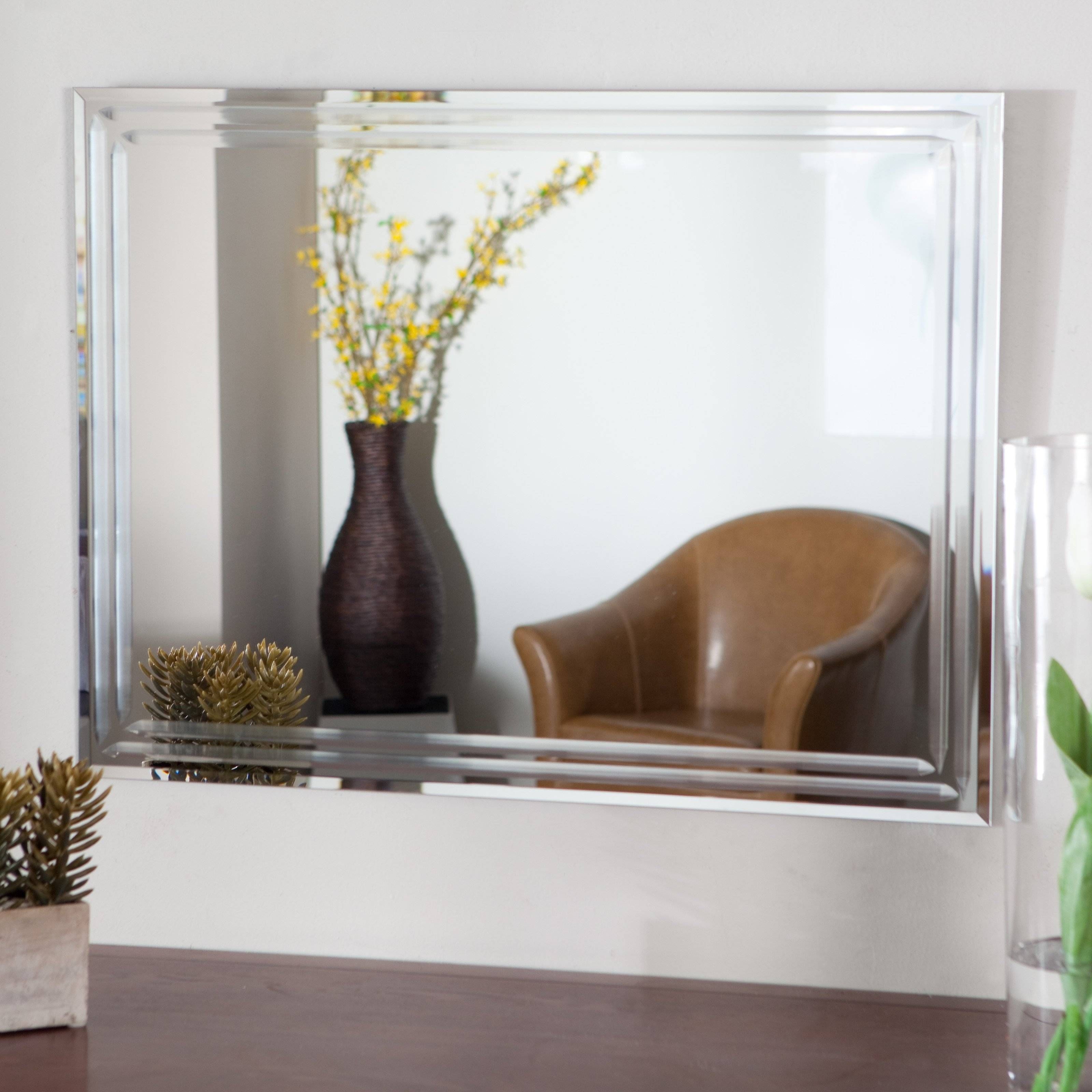 Bathroom: Light Up Your Home With Frameless Beveled Mirror In Full Length Frameless Wall Mirrors (Photo 23 of 25)