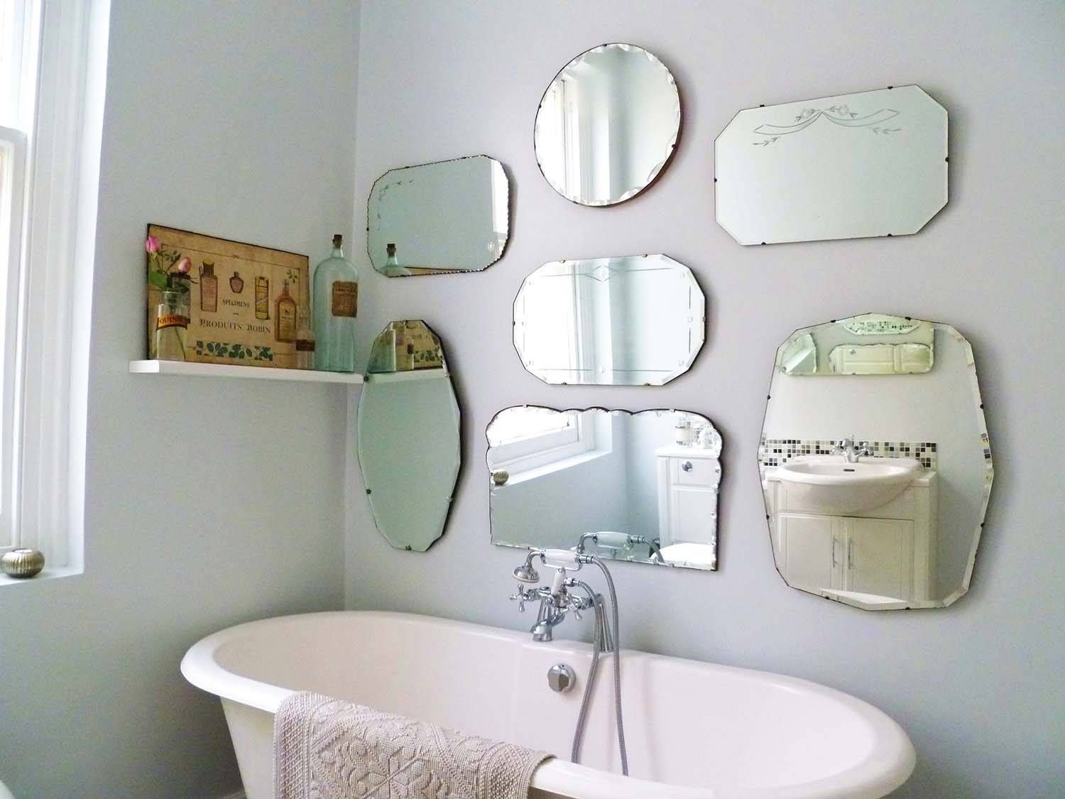 Bathroom: Light Up Your Home With Frameless Beveled Mirror Within Antique Mirrors Vintage Mirrors (Photo 25 of 25)