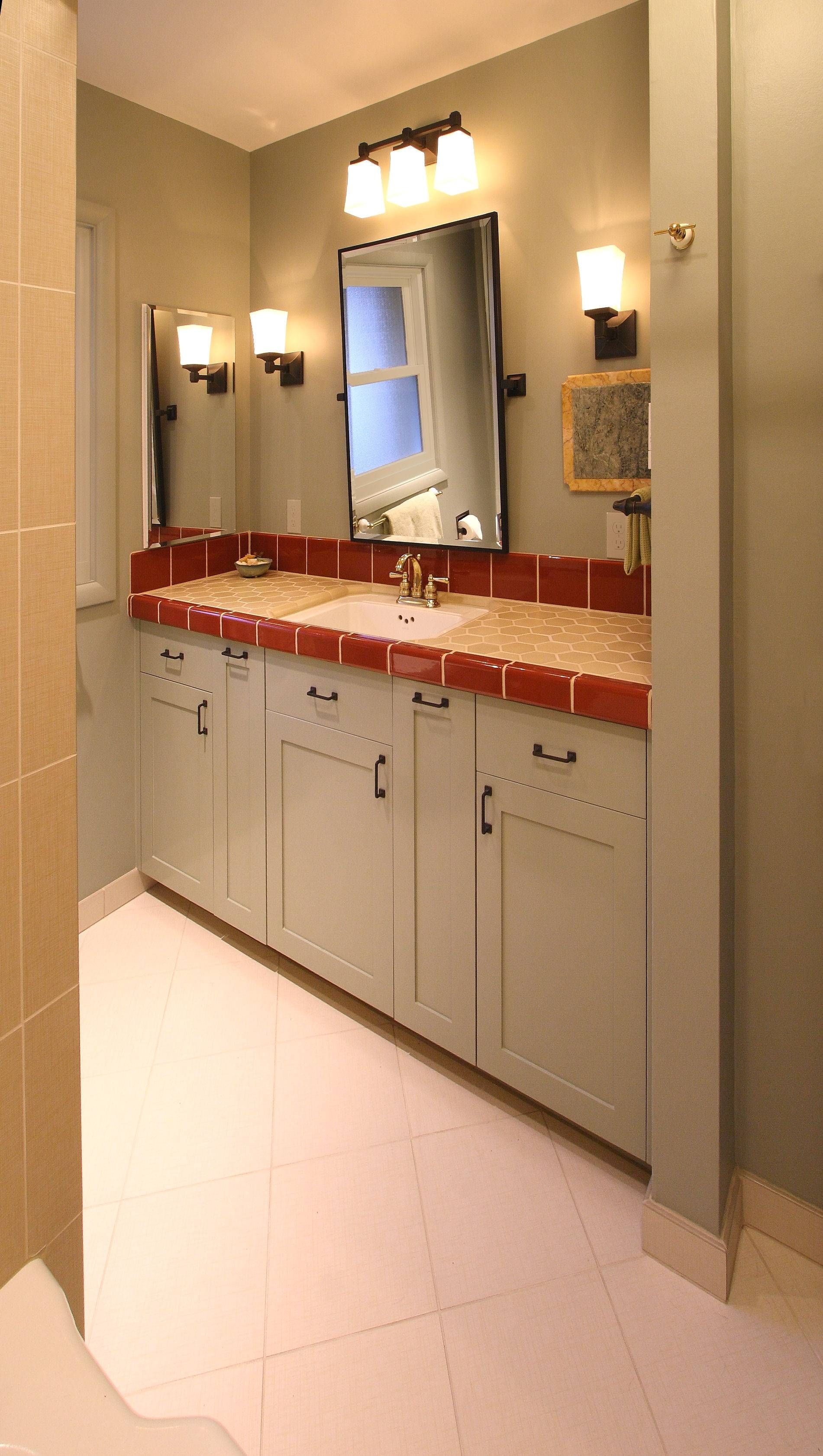 Bathroom: Unusual Red Marble Tops Single Vanities Bathroom With Throughout Unusual Large Mirrors (Photo 17 of 25)