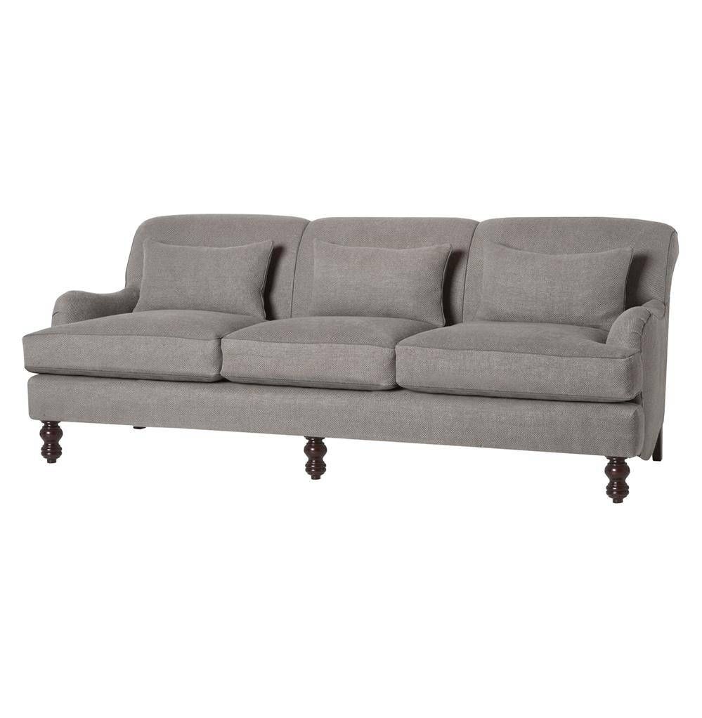 Beaumont Classic English Rolled Arm Steel Grey Linen Sofa – 84 Intended For Classic English Sofas (Photo 7 of 30)