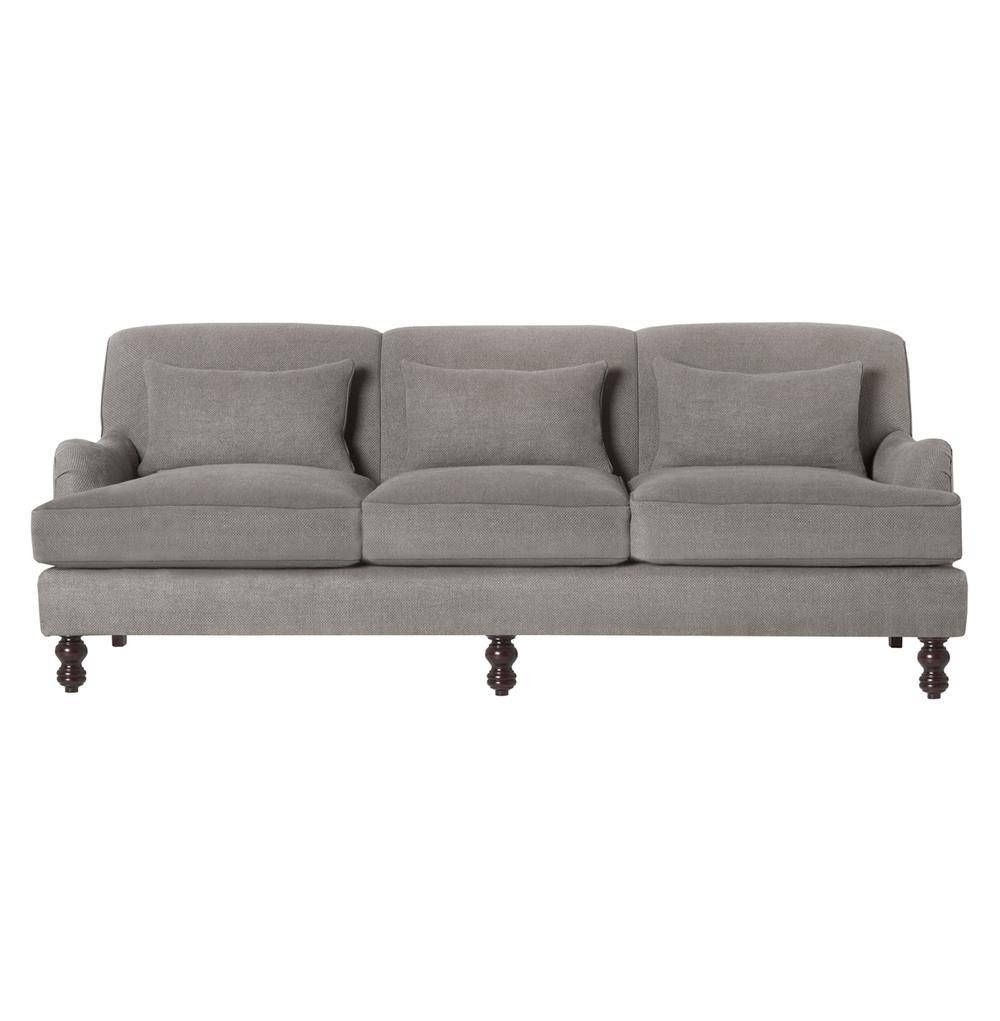 Beaumont Classic English Rolled Arm Steel Grey Linen Sofa – 84 Throughout Classic English Sofas (Photo 3 of 30)