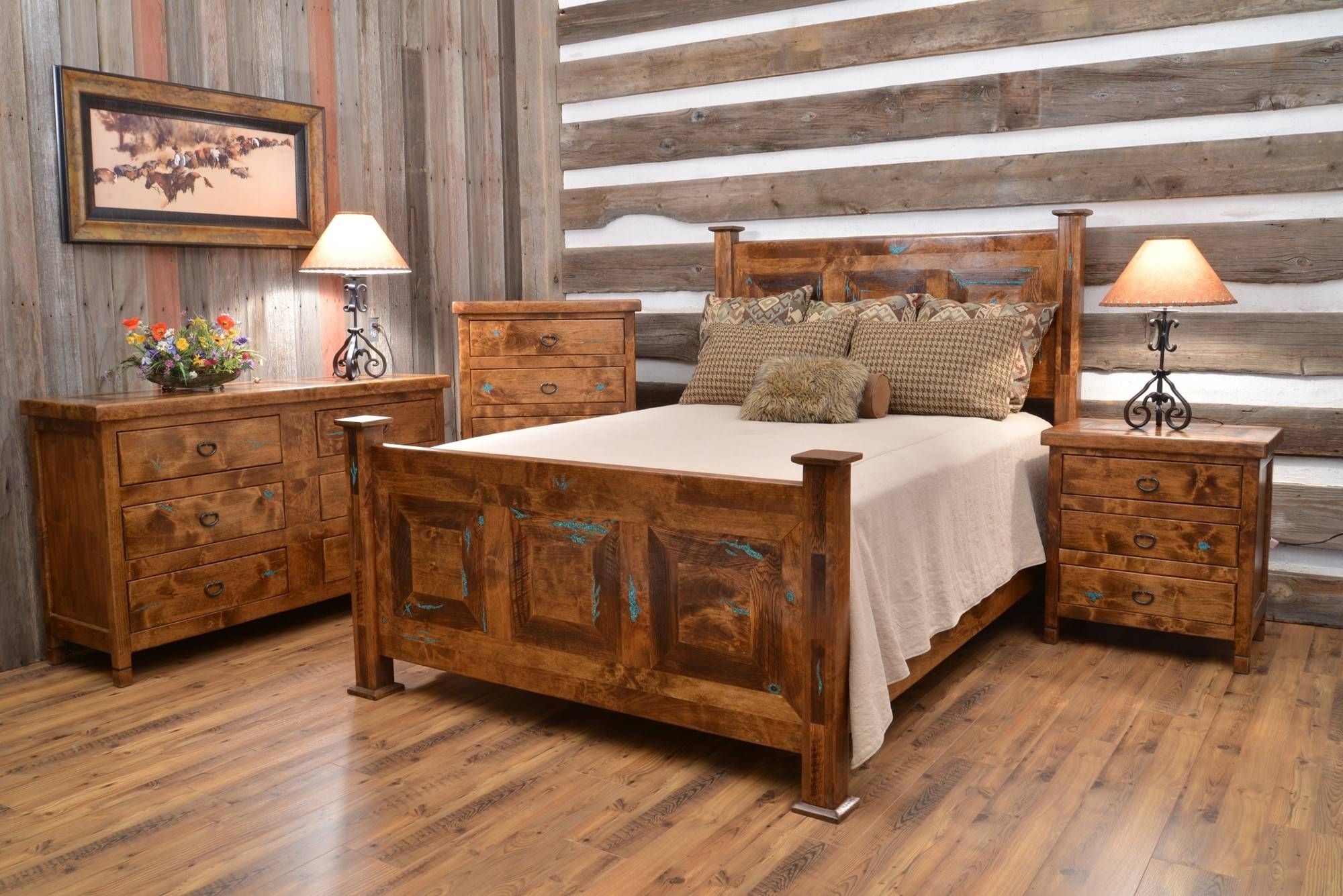 Bedroom : Bedroom Rustic Dark Brown Wooden Bed Frame With Head With Dark Wood Wardrobe Sets (View 15 of 30)