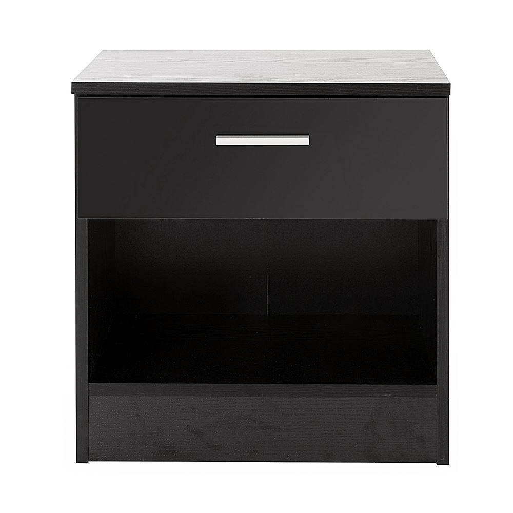 Bedroom Furniture 3 Piece Set Black Gloss Wardrobe Drawer Bedside Pertaining To Black Gloss Wardrobes (View 7 of 15)